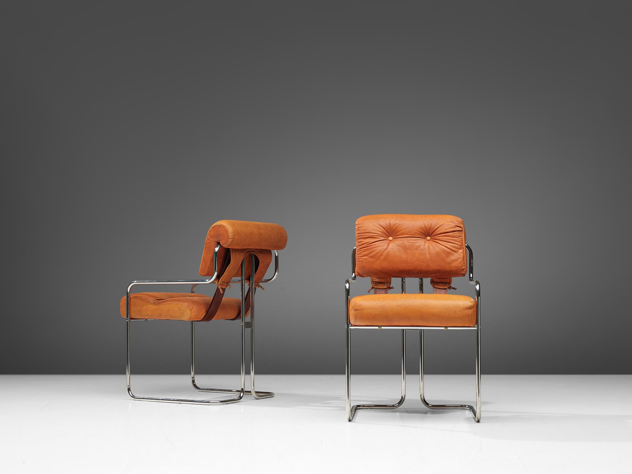 Late 20th Century Guido Faleschini Set of Six 'Tucroma' Chairs in Cognac Leather