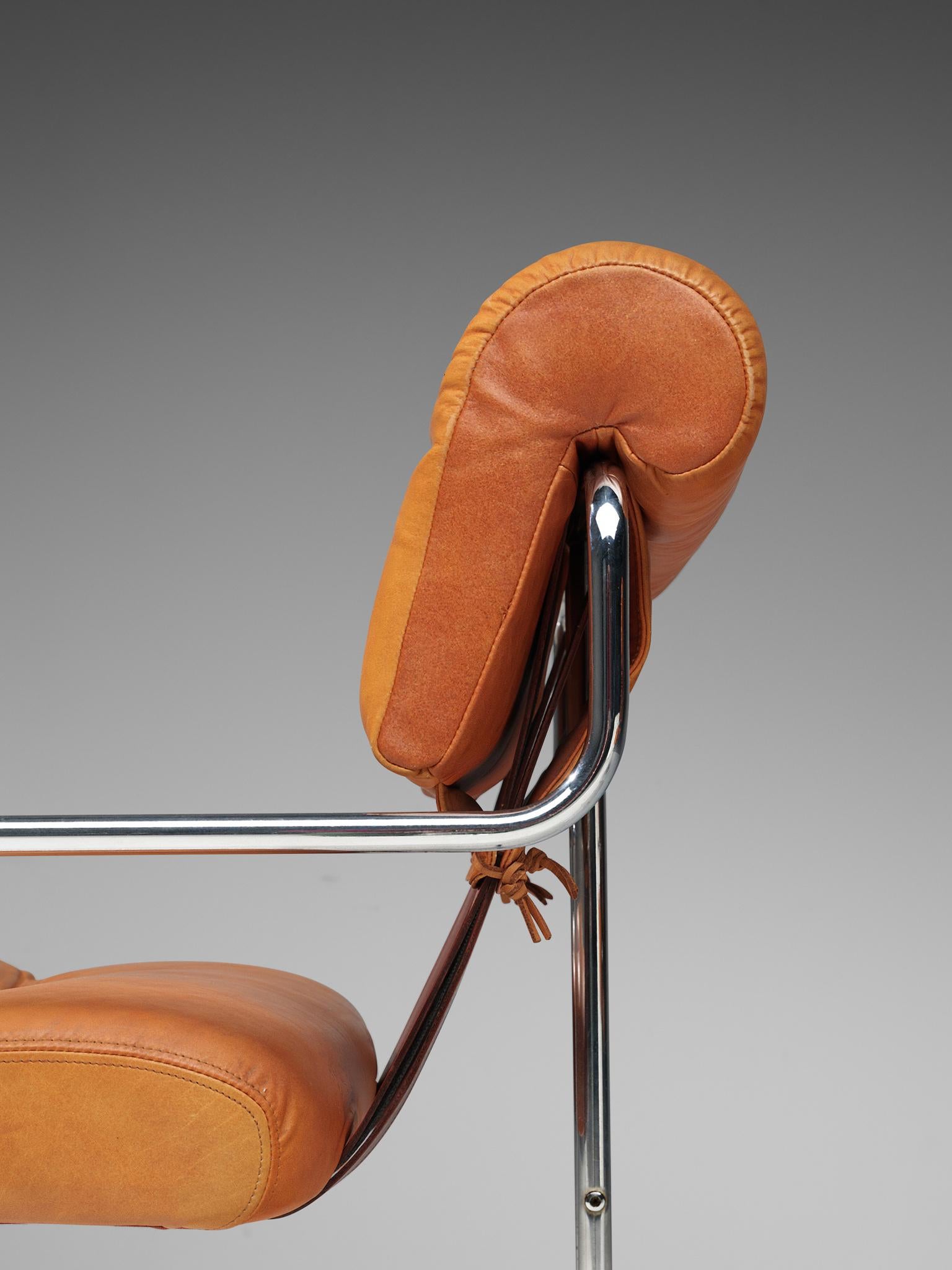 Guido Faleschini Set of Six 'Tucroma' Chairs in Cognac Leather 1