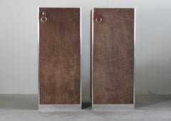 Guido Faleschini Set of Two Wardrobes in Brown Suede by I4Mariani 1960s Italy