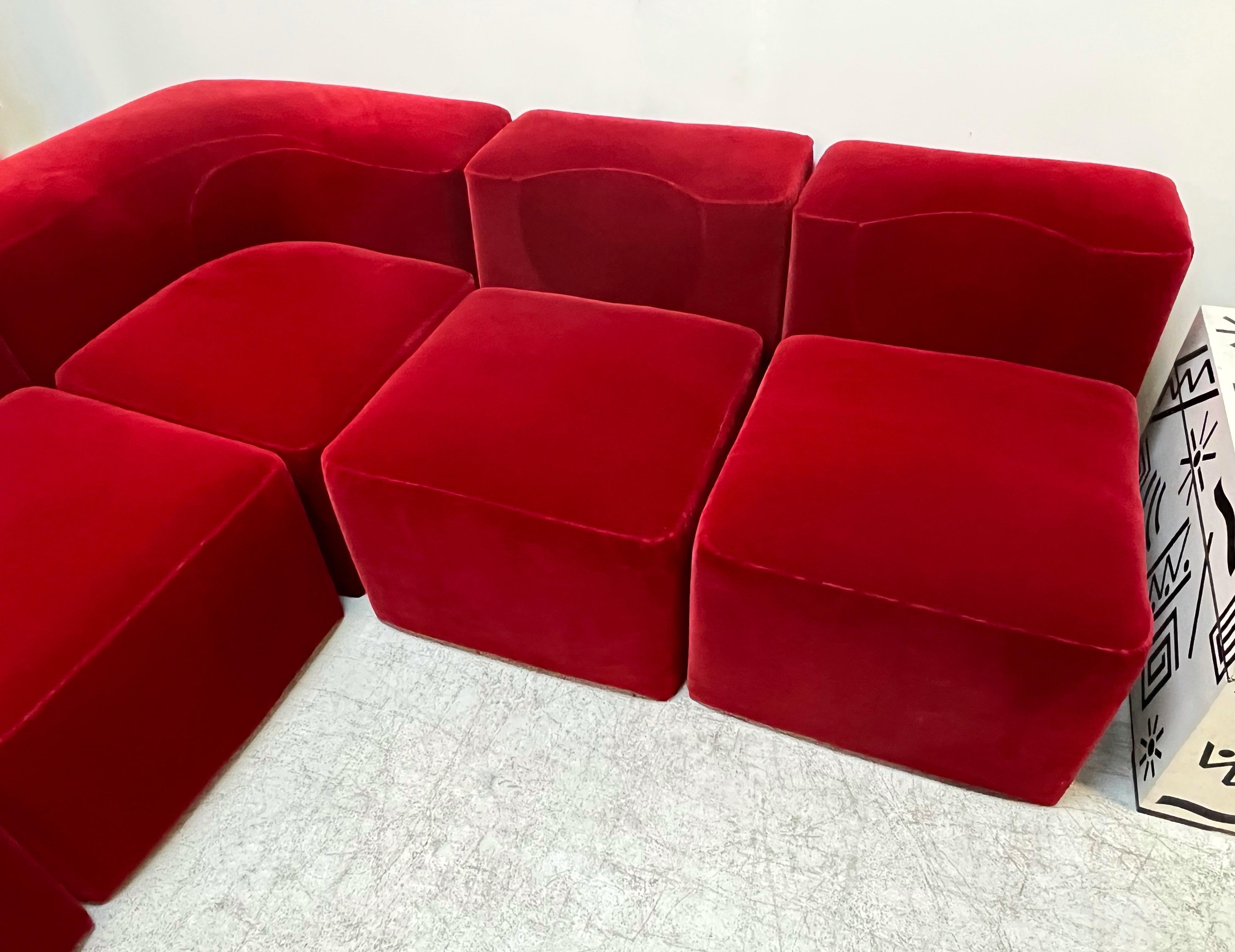 5 piece Sectional sofa by Guido Faleschini. Corner Section - 25.5 x 35.5 x 35.  Center Section - 25.5 x 24 x 35.