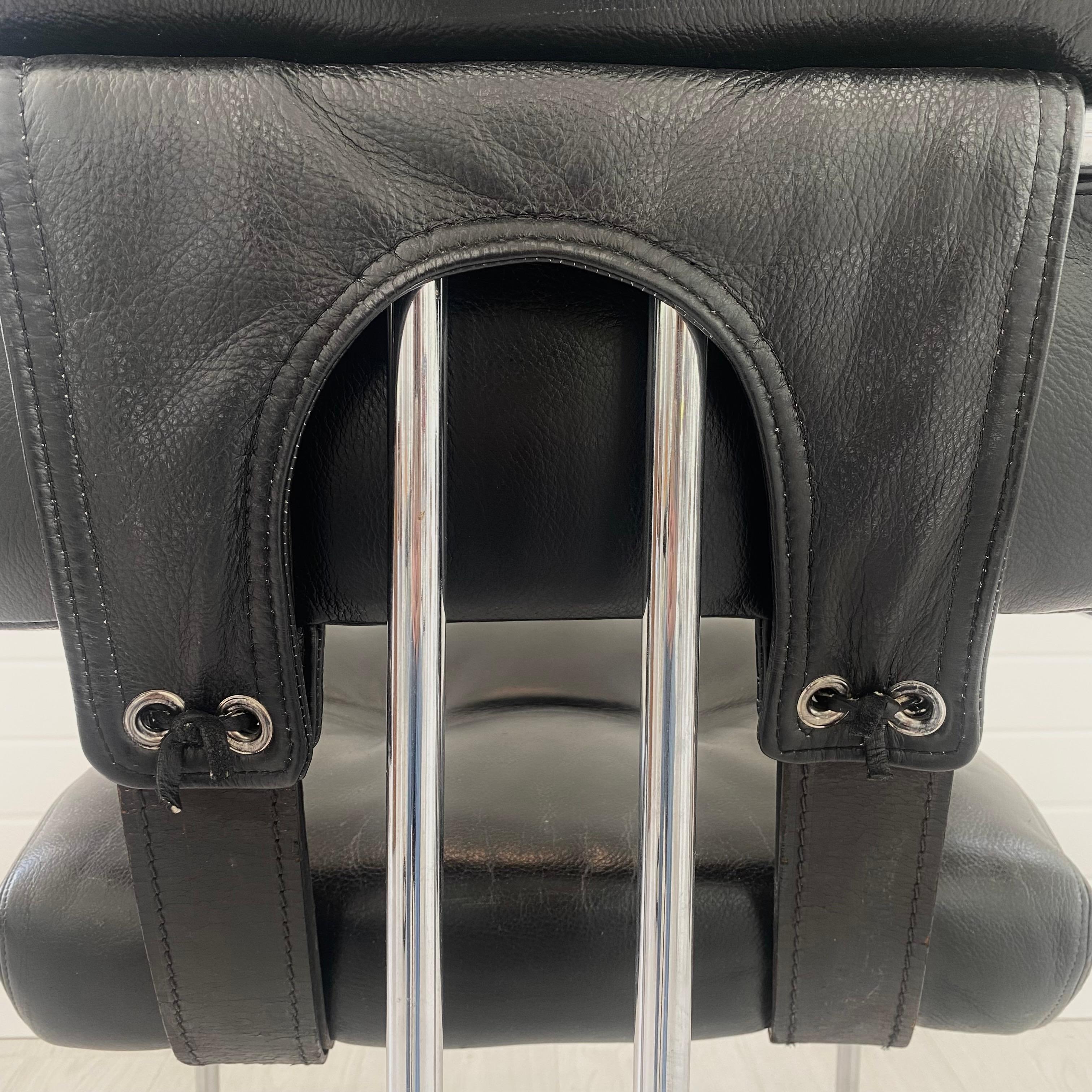 Guido Faleschini Tucroma Chair in Black Leather, 1970s Italy For Sale 5