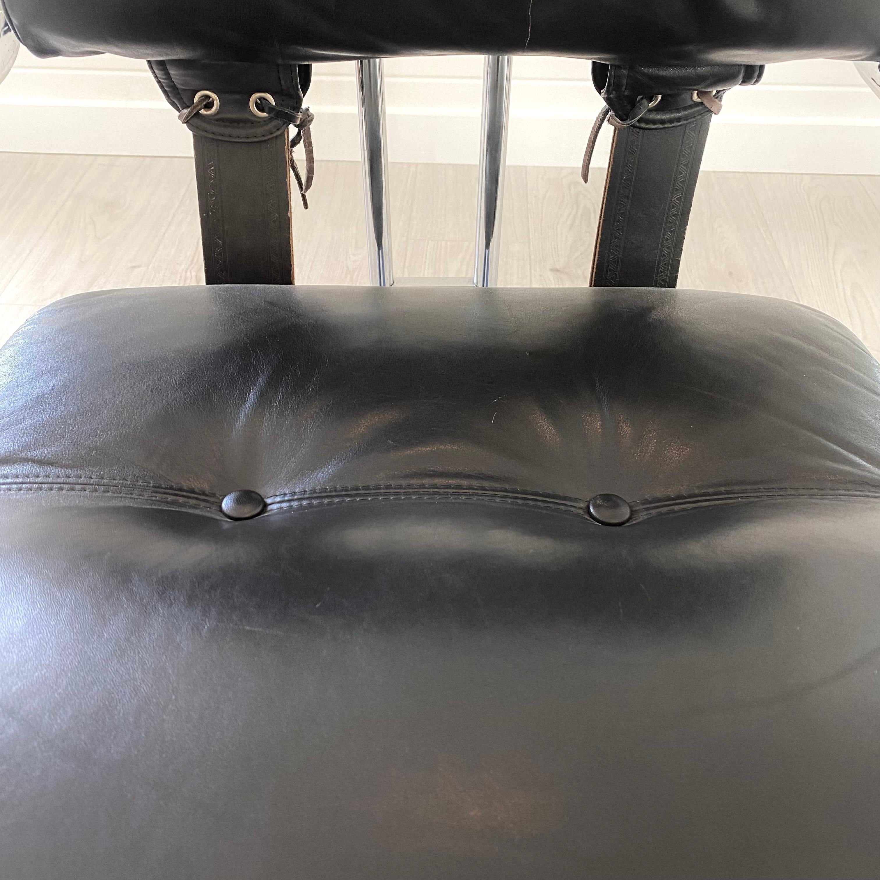 Guido Faleschini Tucroma Chair in Black Leather, 1970s Italy 6