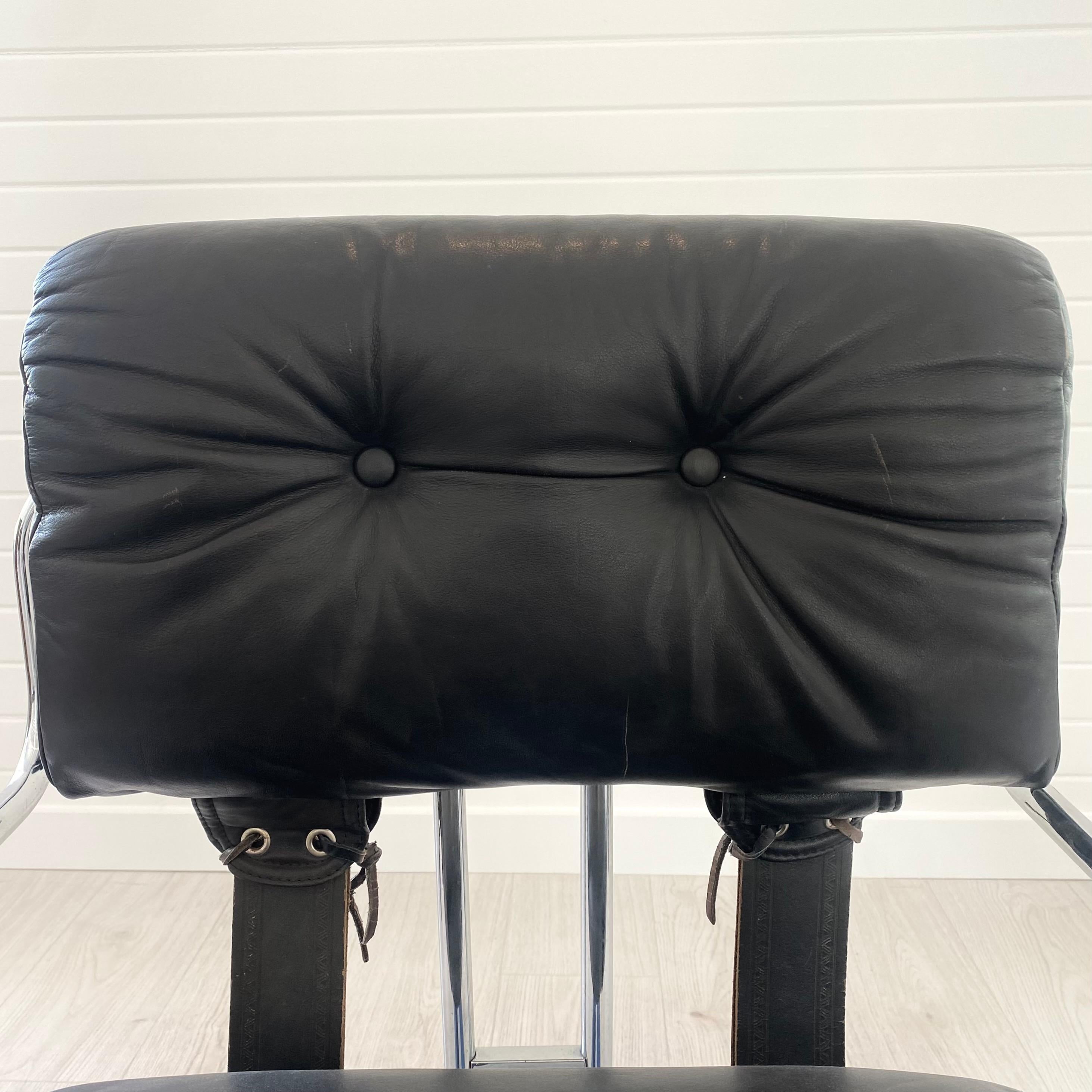 Guido Faleschini Tucroma Chair in Black Leather, 1970s Italy 7
