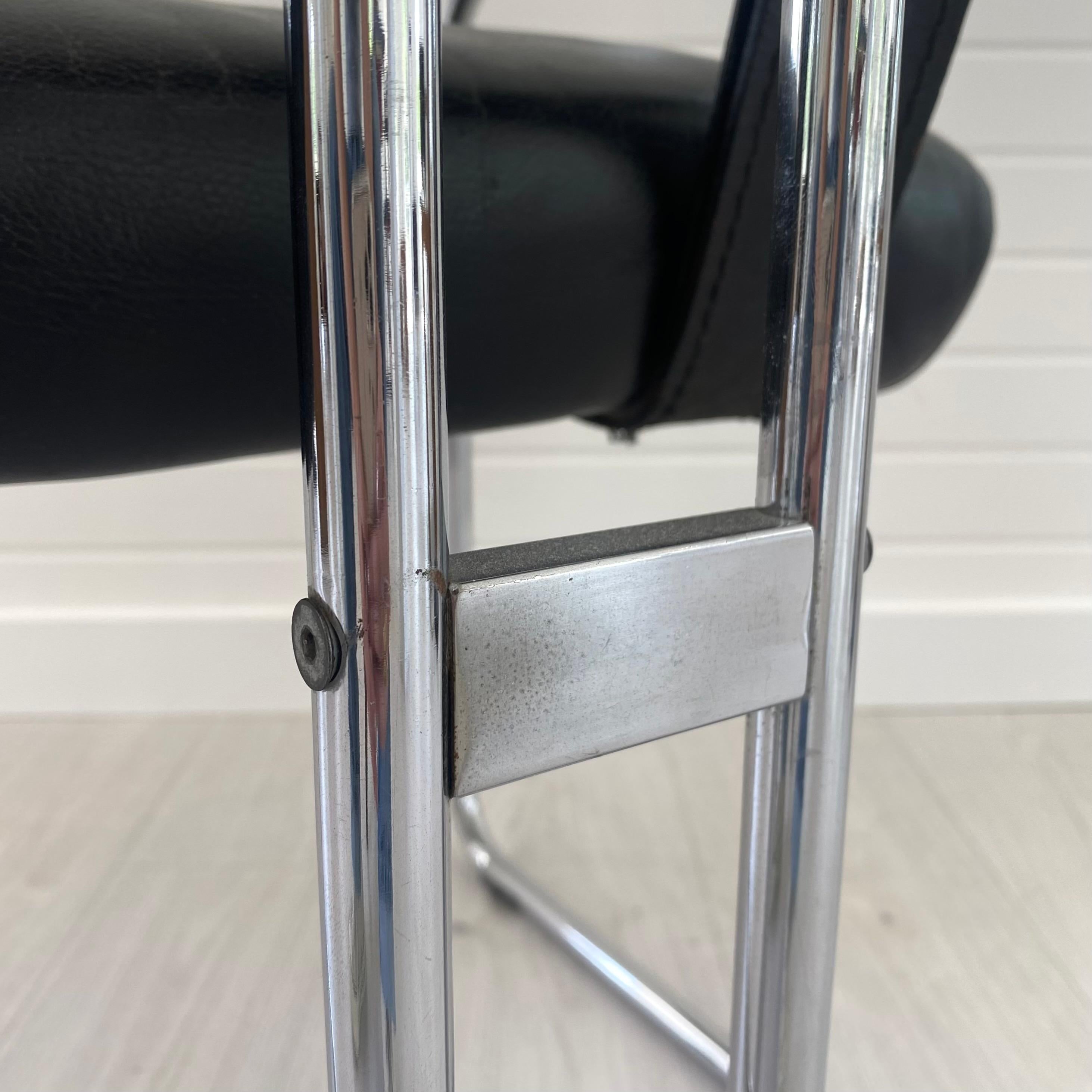 Guido Faleschini Tucroma Chair in Black Leather, 1970s Italy For Sale 8