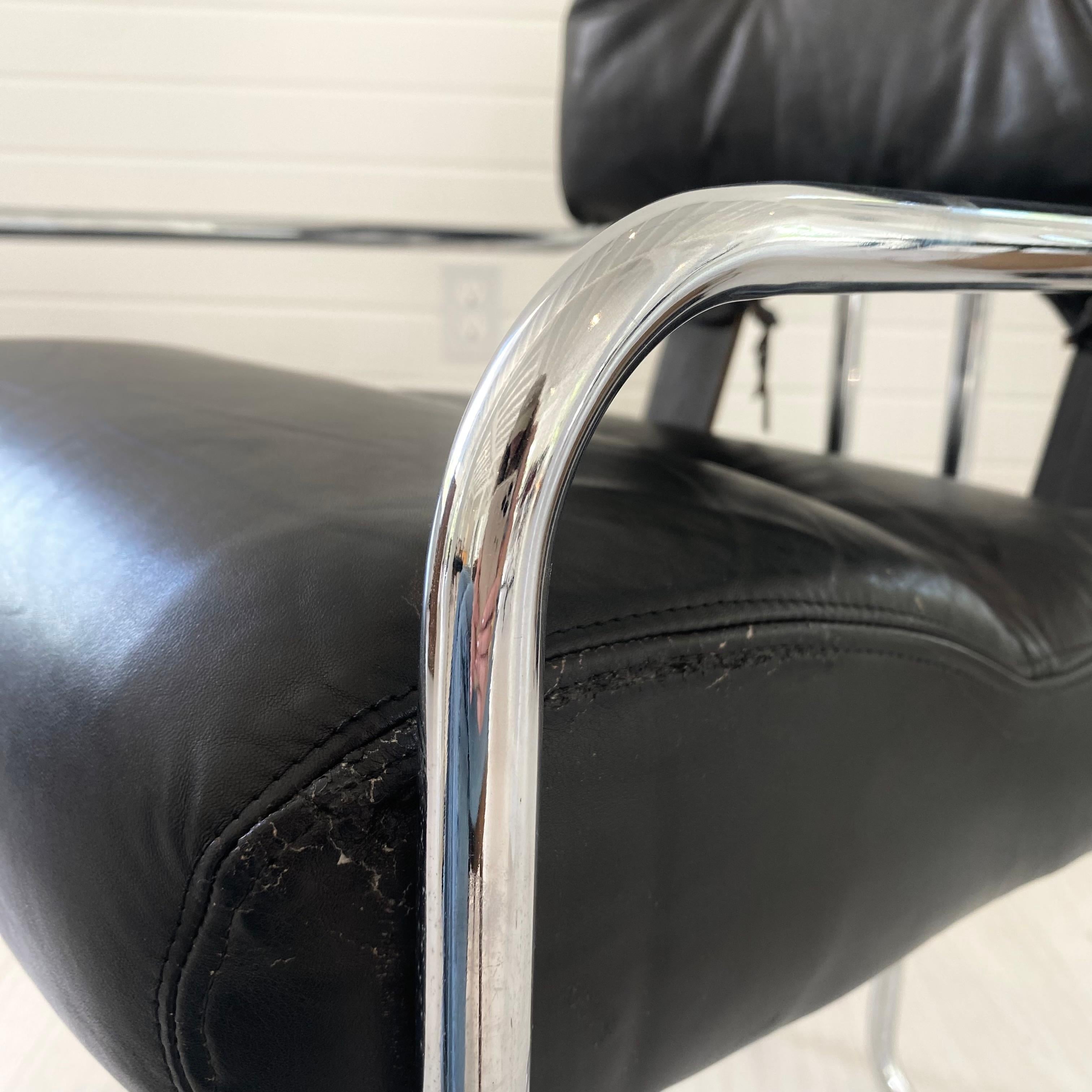 Guido Faleschini Tucroma Chair in Black Leather, 1970s Italy 9