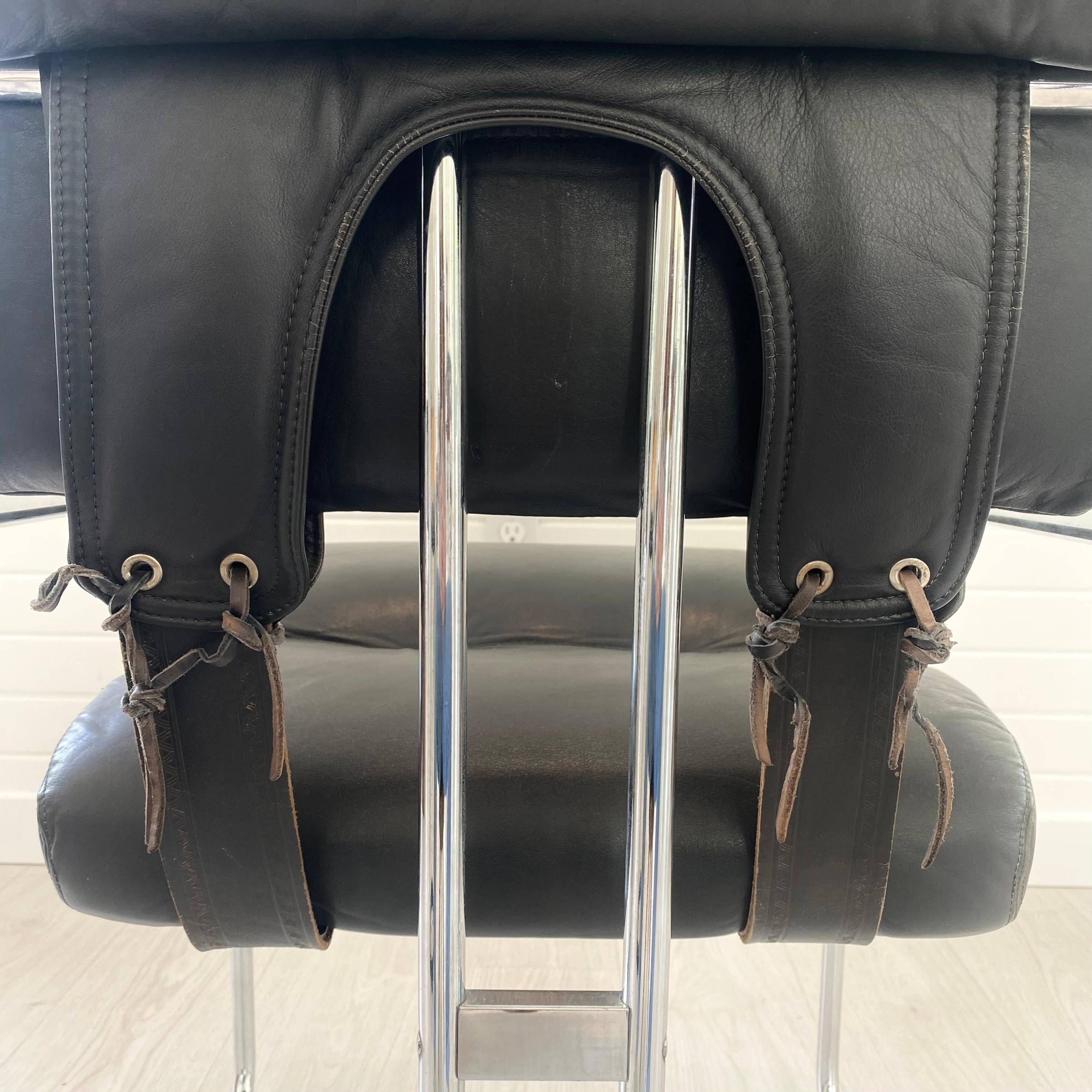 Guido Faleschini Tucroma Chair in Black Leather, 1970s Italy 12
