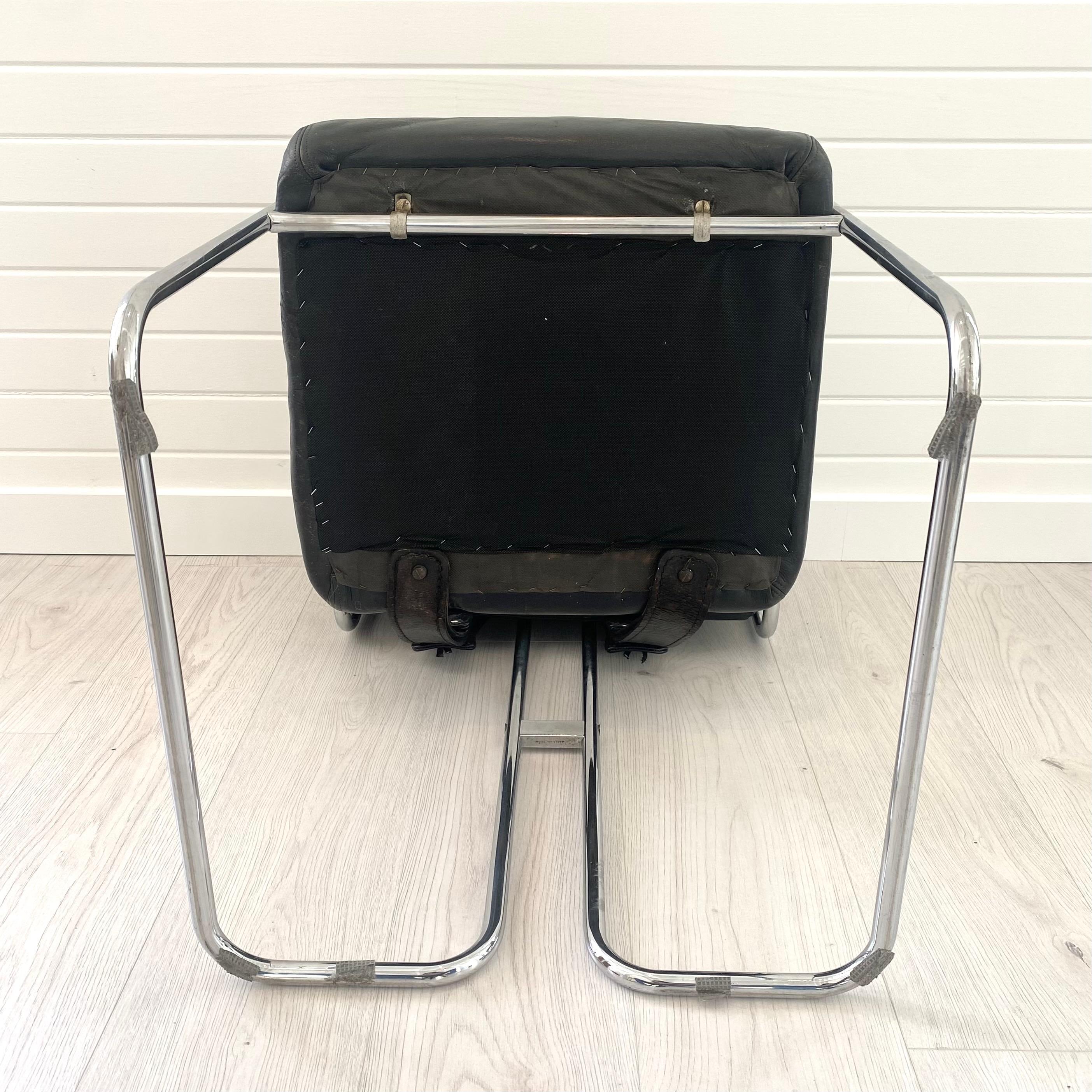 Guido Faleschini Tucroma Chair in Black Leather, 1970s Italy For Sale 14
