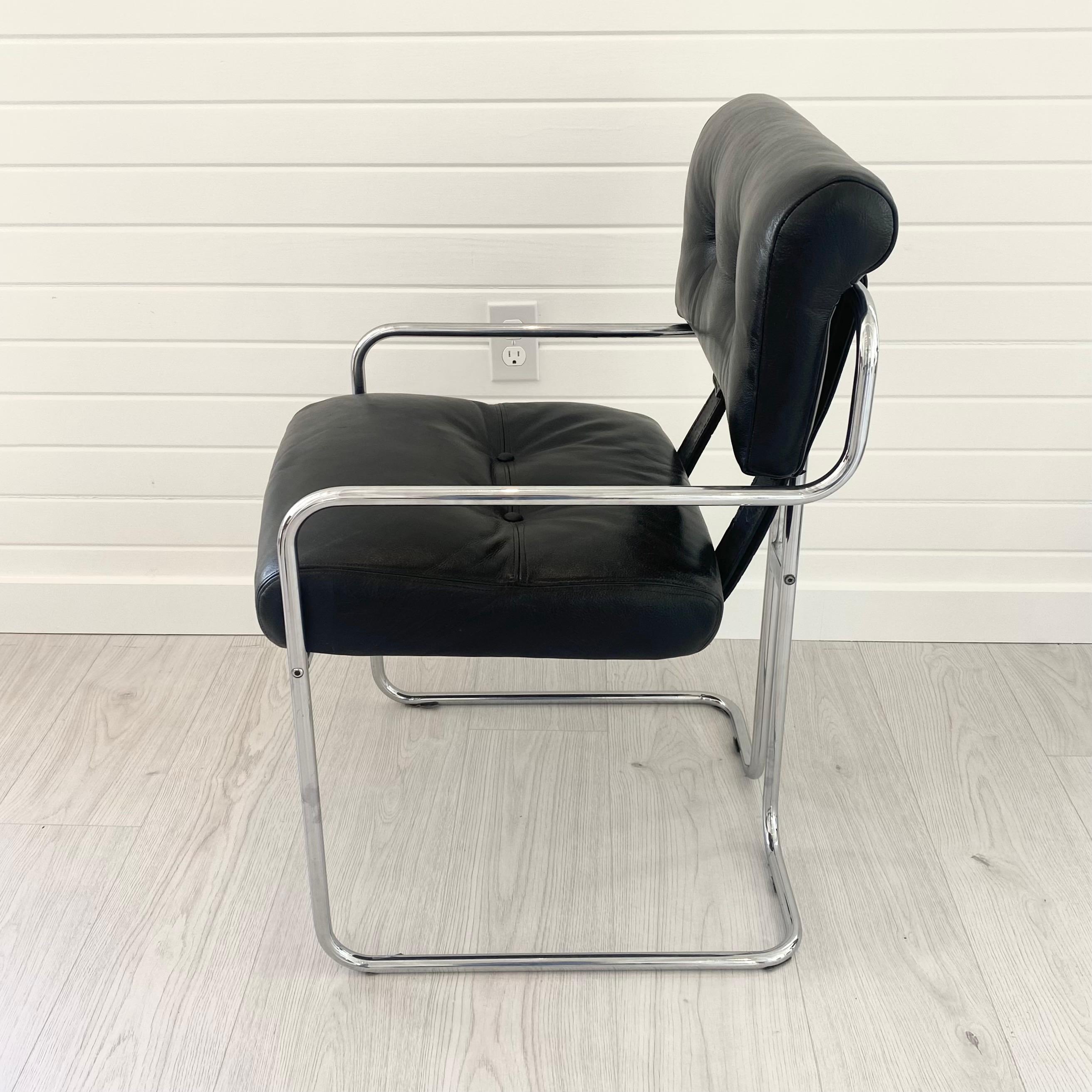 Italian Guido Faleschini Tucroma Chair in Black Leather, 1970s Italy For Sale