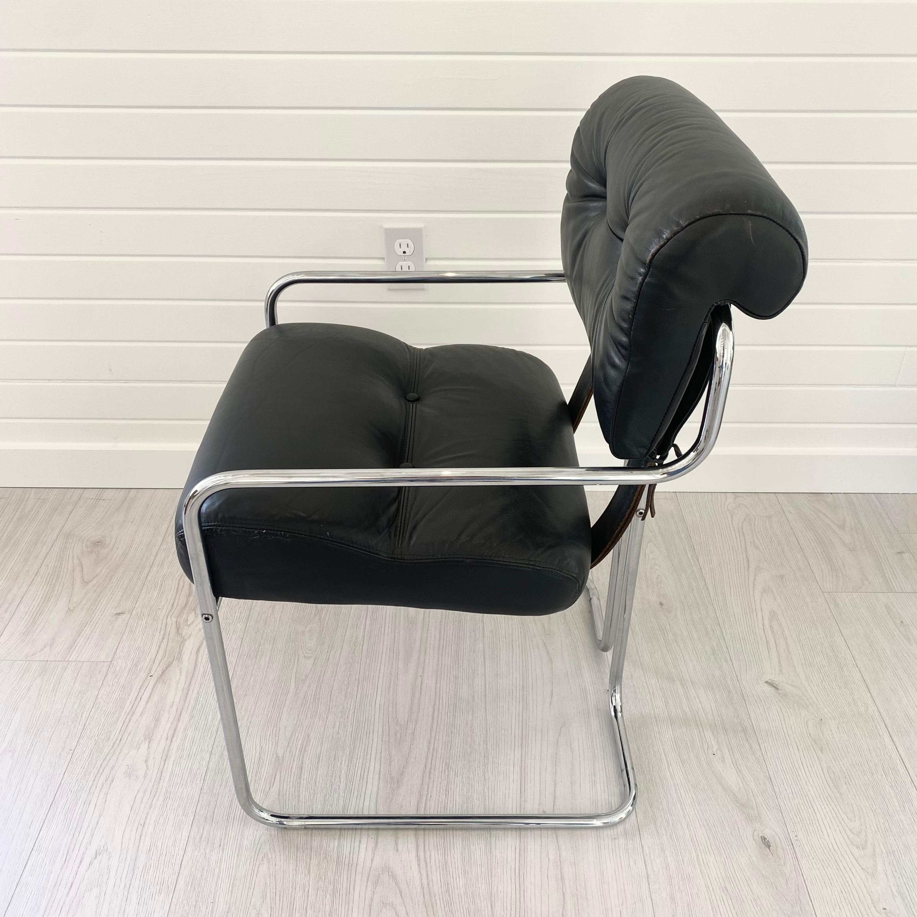Italian Guido Faleschini Tucroma Chair in Black Leather, 1970s Italy