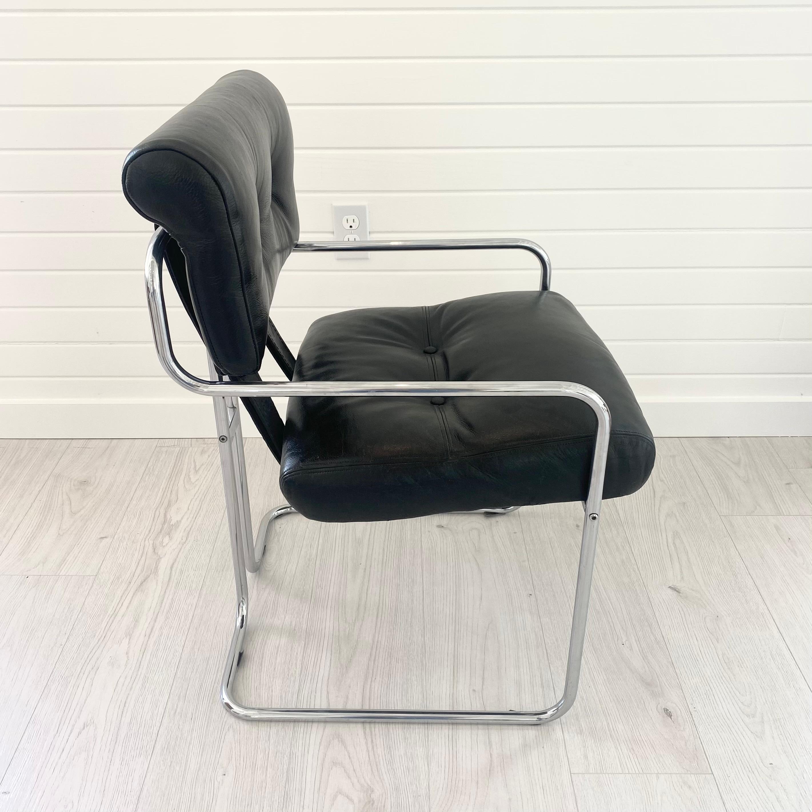 Late 20th Century Guido Faleschini Tucroma Chair in Black Leather, 1970s Italy For Sale