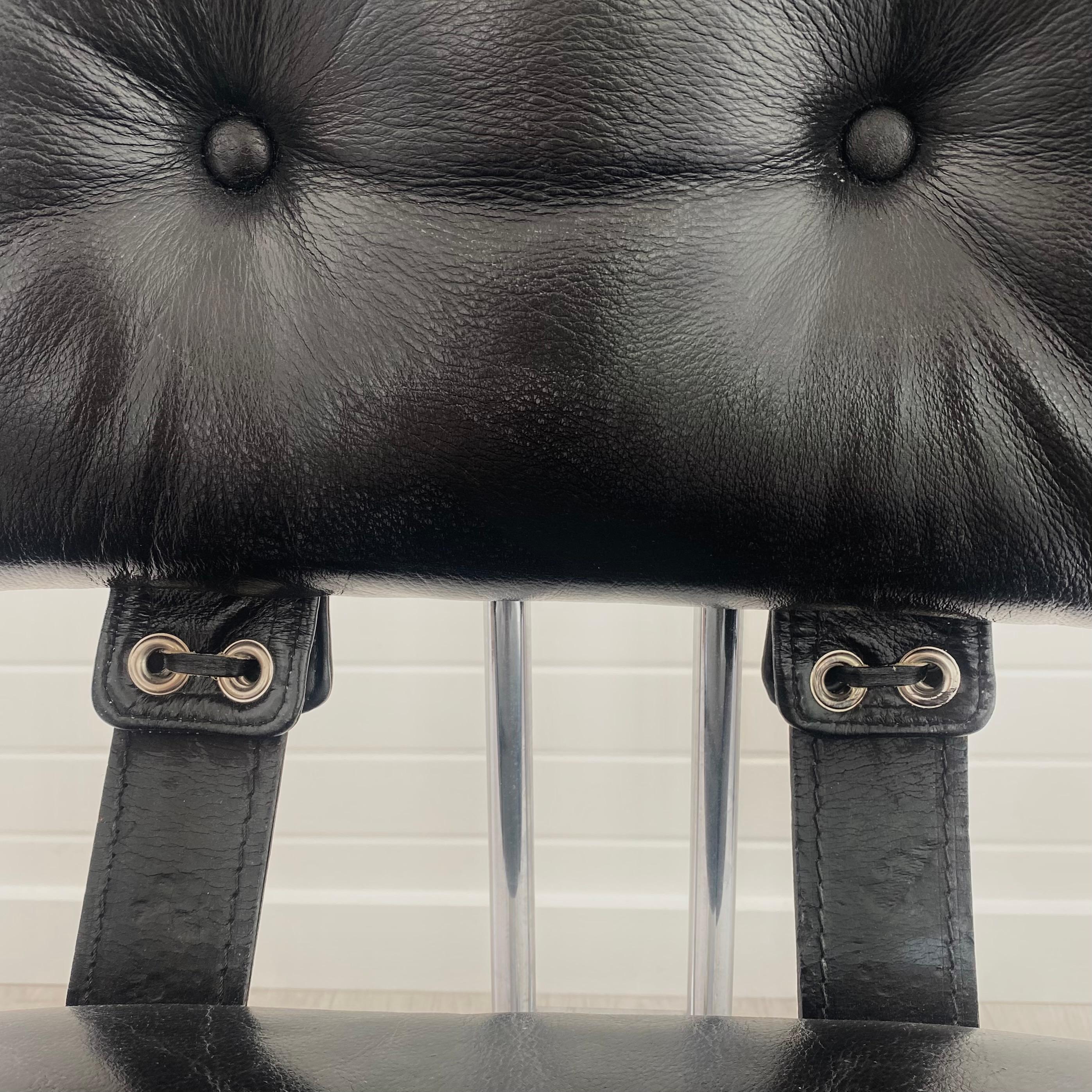 Guido Faleschini Tucroma Chair in Black Leather, 1970s Italy For Sale 1