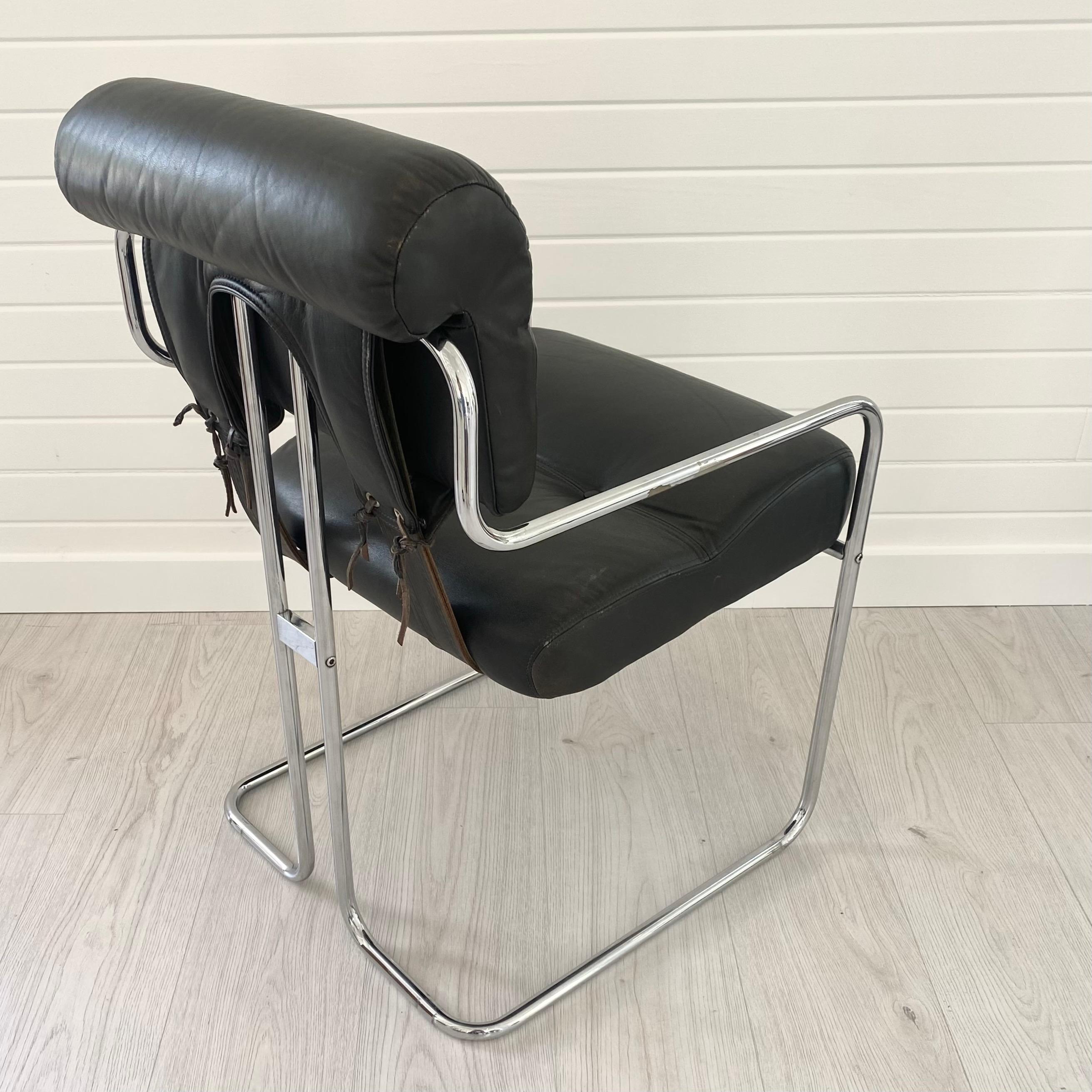Guido Faleschini Tucroma Chair in Black Leather, 1970s Italy 1