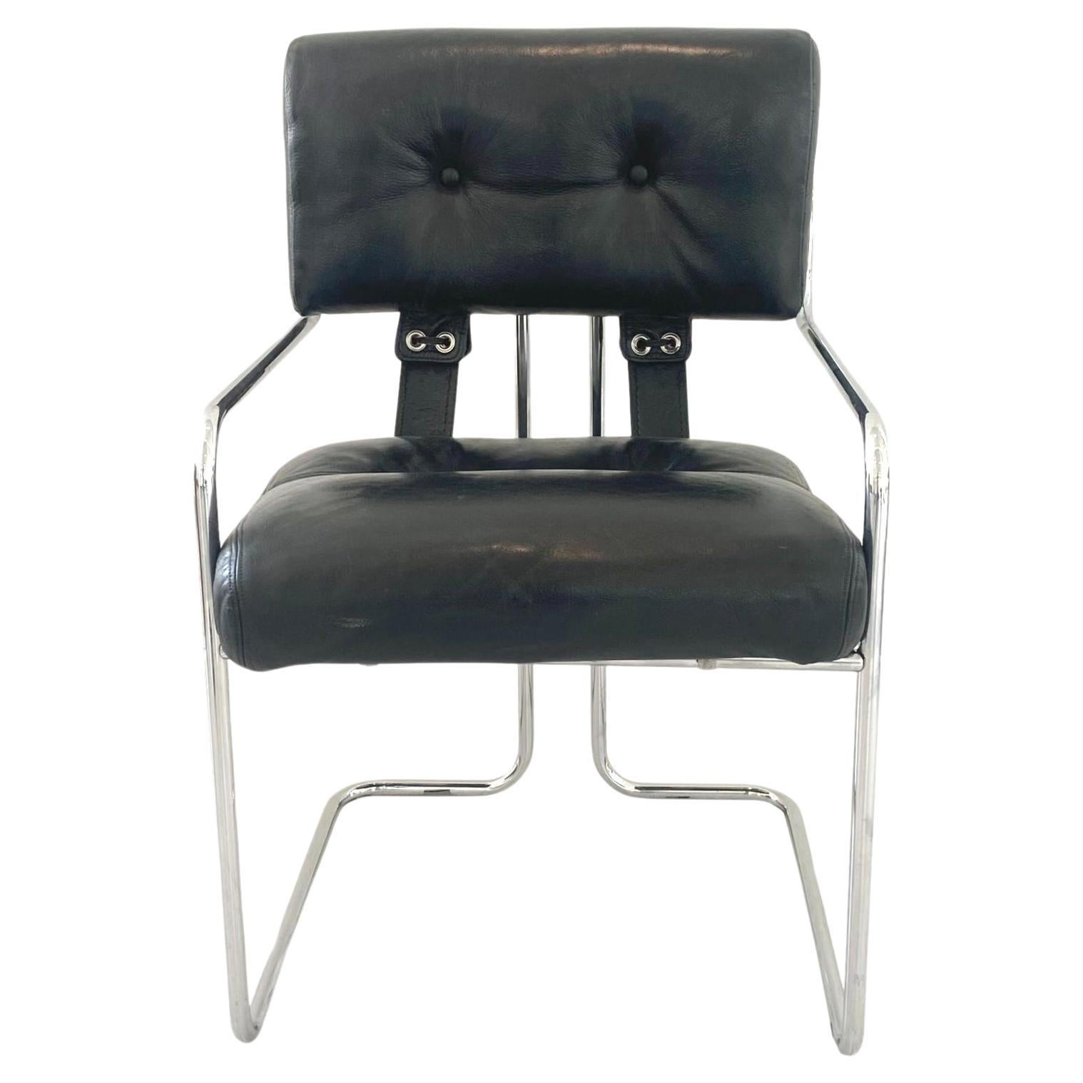Guido Faleschini Tucroma Chair in Black Leather, 1970s Italy
