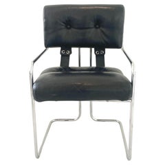 Guido Faleschini Tucroma Chair in Black Leather, 1970s Italy