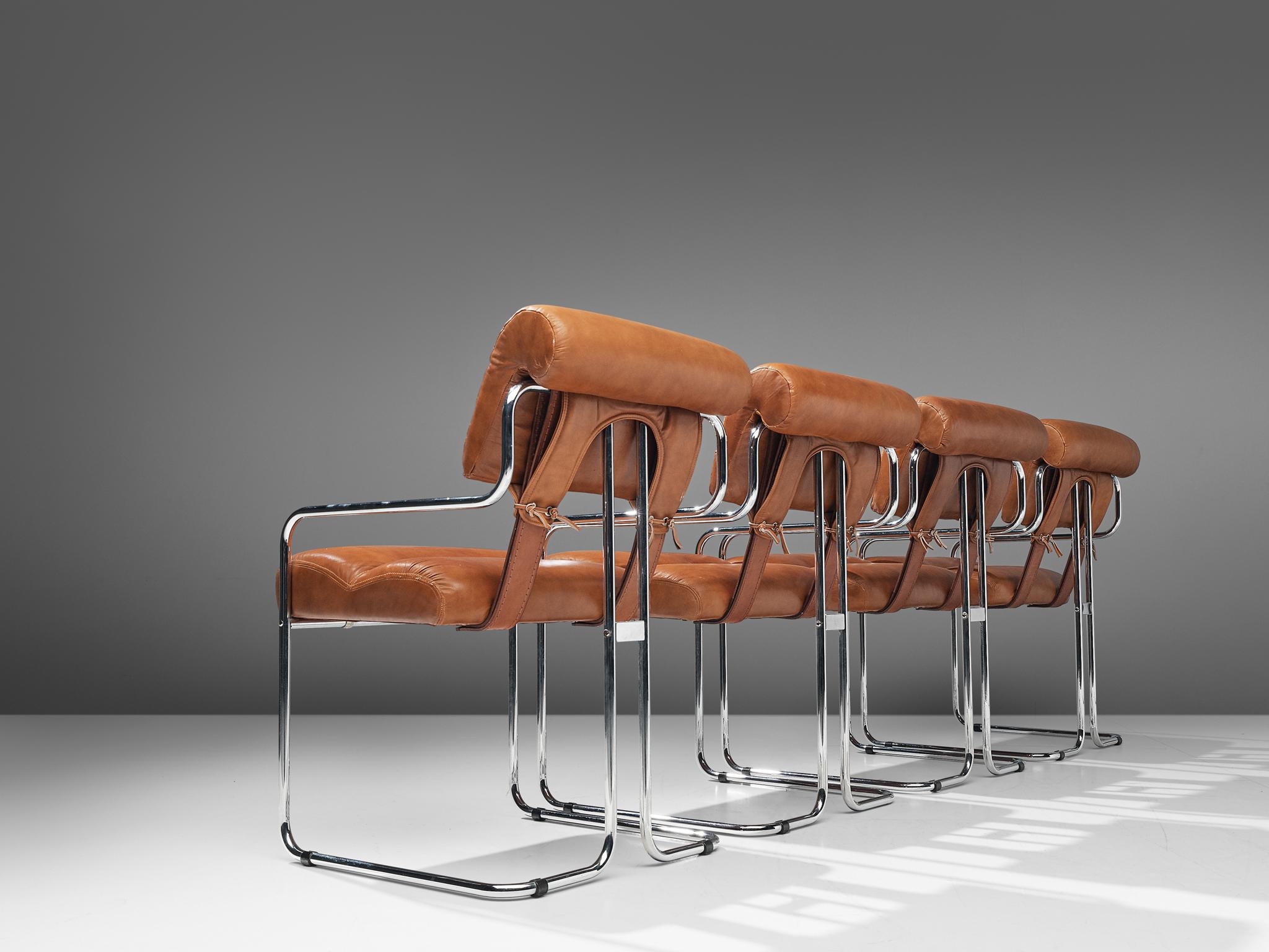 Mid-Century Modern Guido Faleschini 'Tucroma' Chairs in Cognac Leather