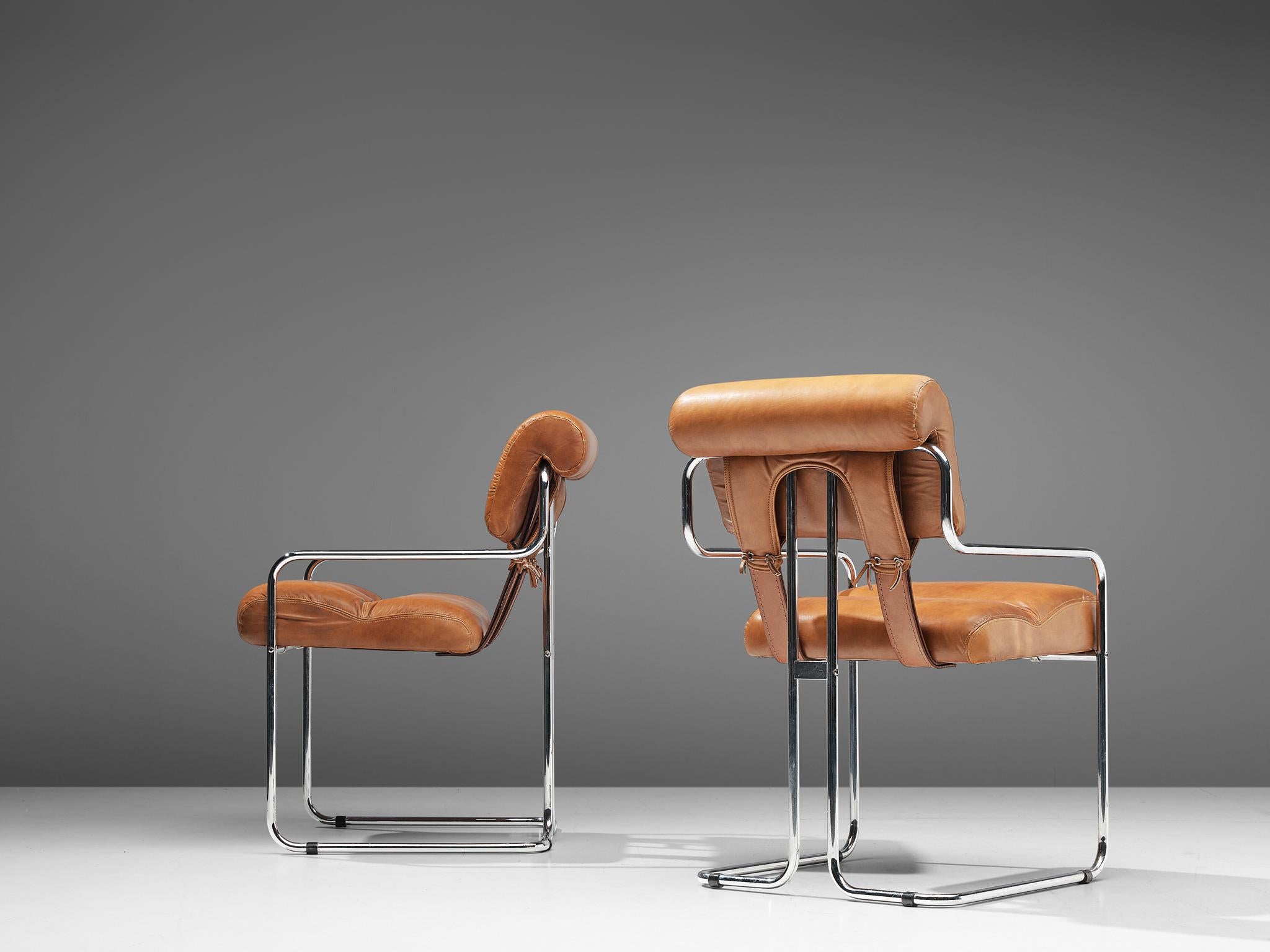 Italian Guido Faleschini 'Tucroma' Chairs in Cognac Leather