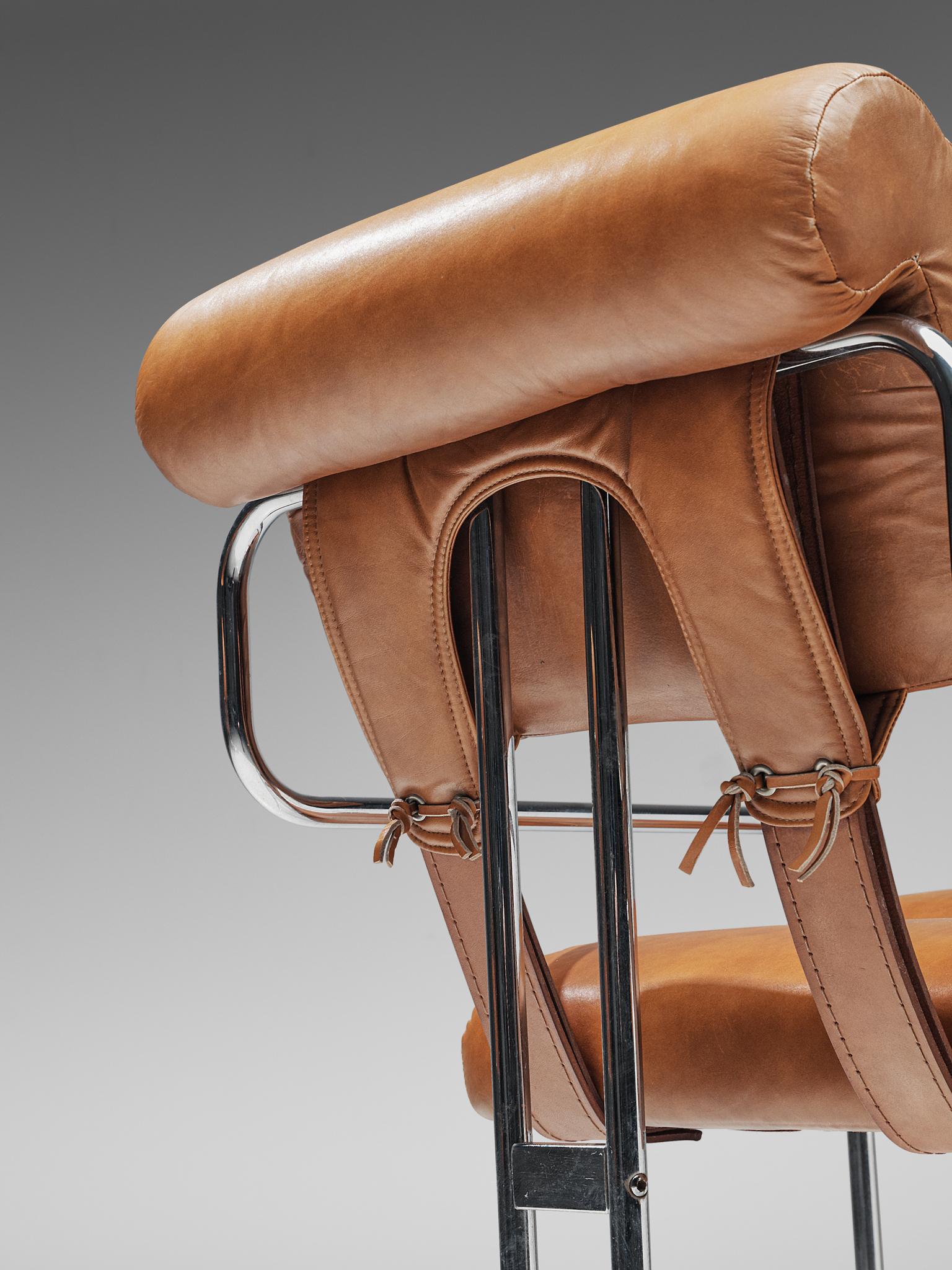 Late 20th Century Guido Faleschini 'Tucroma' Chairs in Cognac Leather