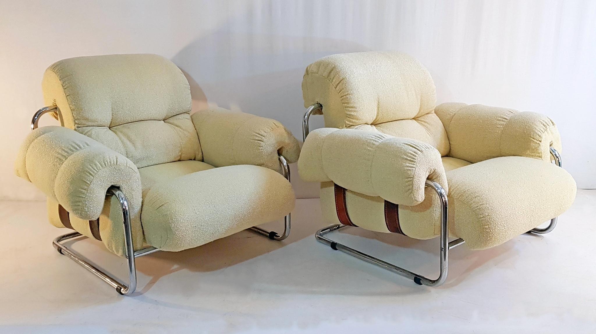 Fabric Guido Faleschini Tucroma Lounge Chairs for Mariani