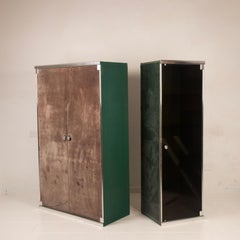 Guido Falsechini Hermès Smoked Glass and Suede Cabinets for i4 Mariani 1970s