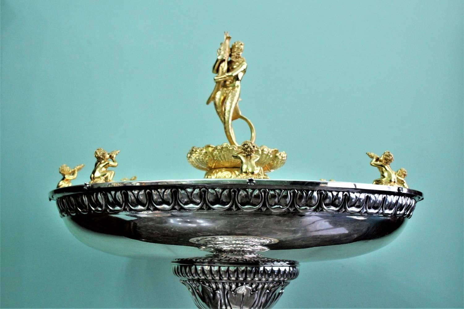 Mid-20th Century 20th Century Silver and Marble Baroque Fountain, 1950s For Sale