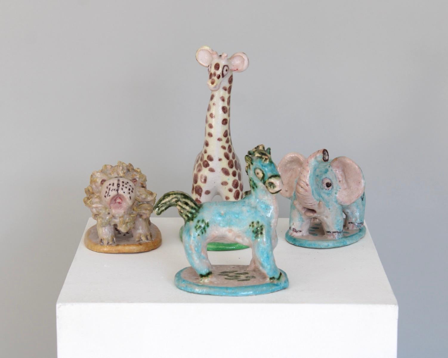 Mid-20th Century Guido Gambone Ceramic Animal Italian Sculptures Figurines Set of Four  For Sale