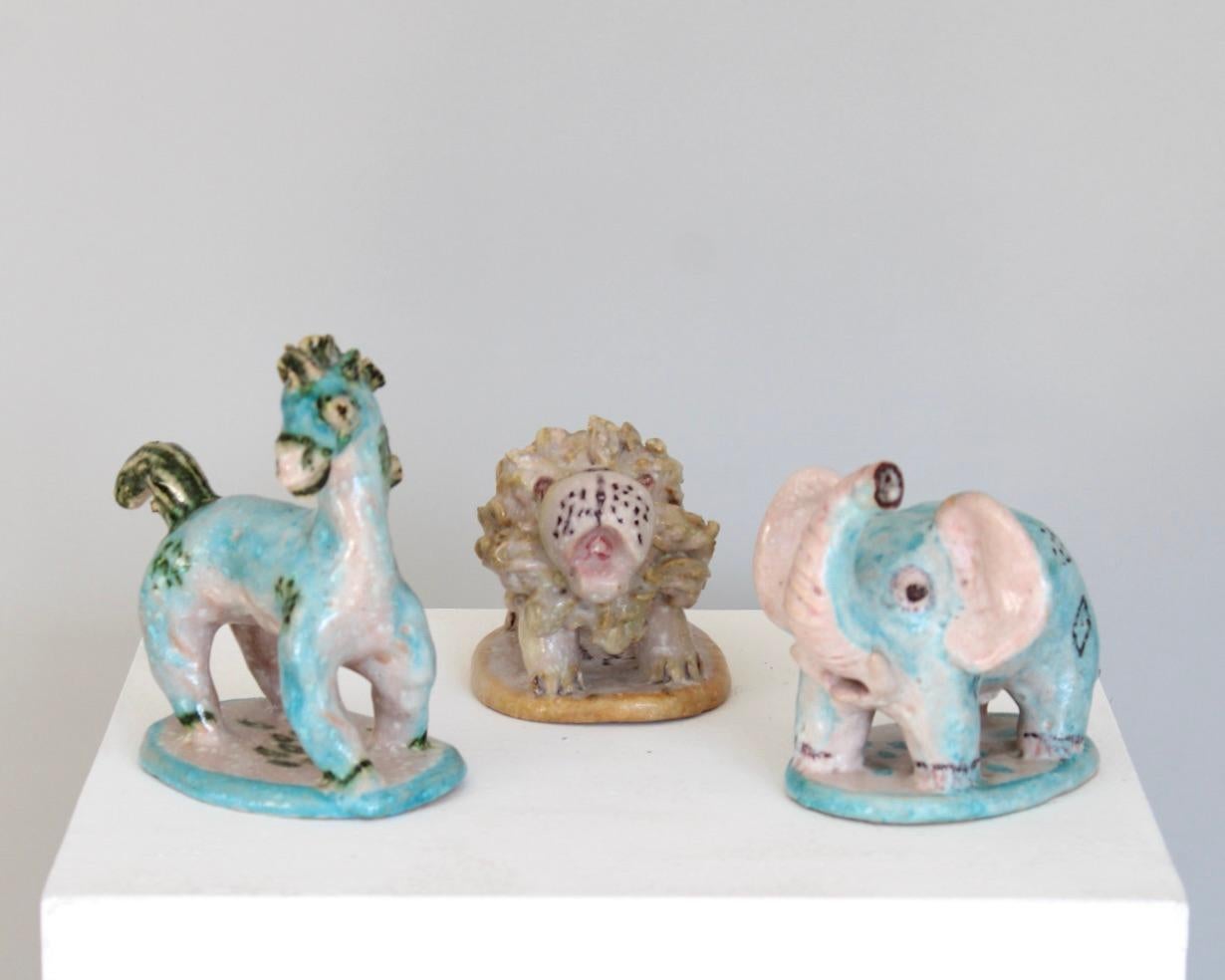 Set von vier italienischen Keramik-Tierskulpturen mit Tierfiguren aus Guido Gambone  im Angebot 2
