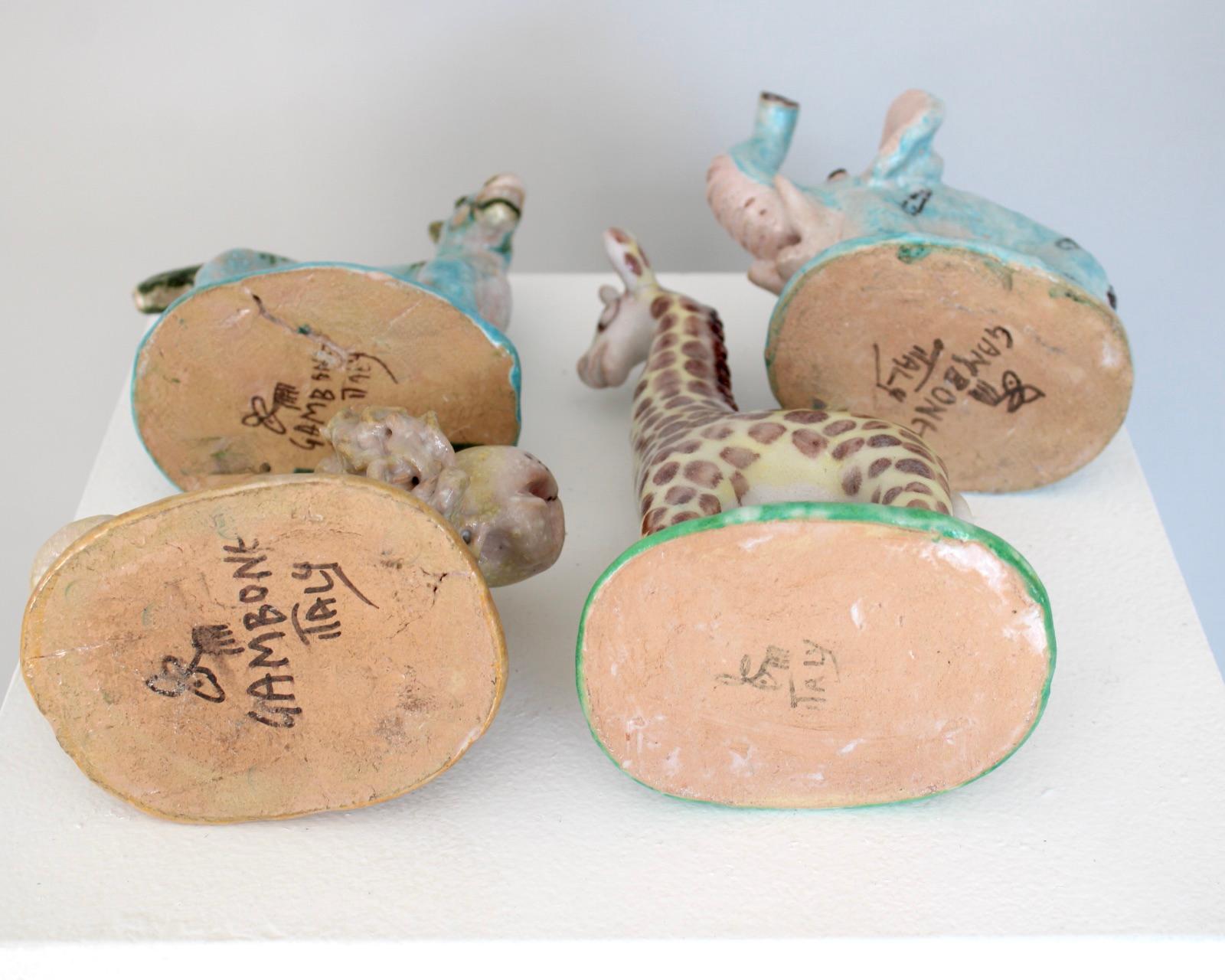 Set von vier italienischen Keramik-Tierskulpturen mit Tierfiguren aus Guido Gambone  im Angebot 3