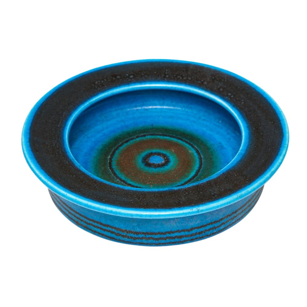 Gambone-Schale, Keramik, Bullseye, blaue Streifen, signiert (Moderne der Mitte des Jahrhunderts) im Angebot