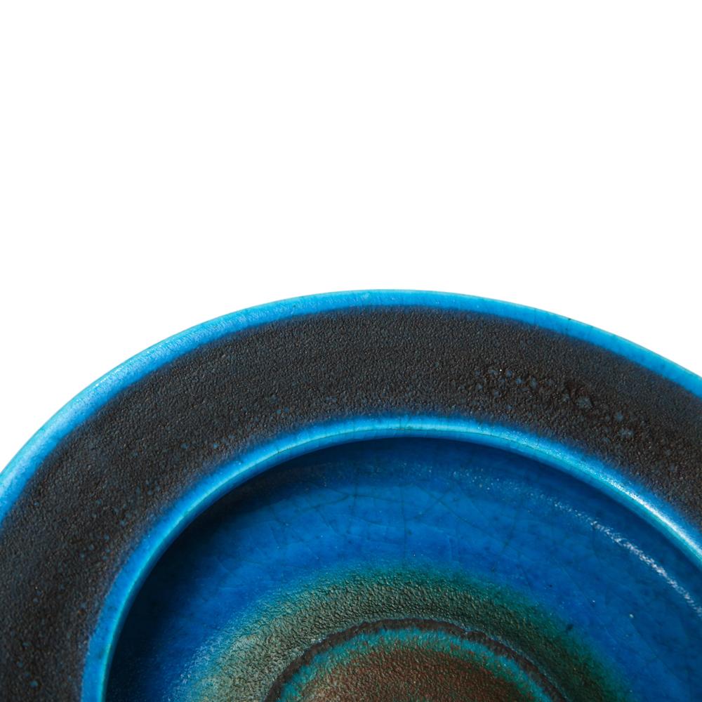 Gambone-Schale, Keramik, Bullseye, blaue Streifen, signiert im Angebot 1