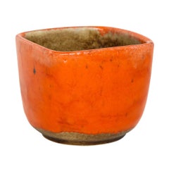 Guido Gambone Ceramic Bowl Orange Signed Italy, 1950s
