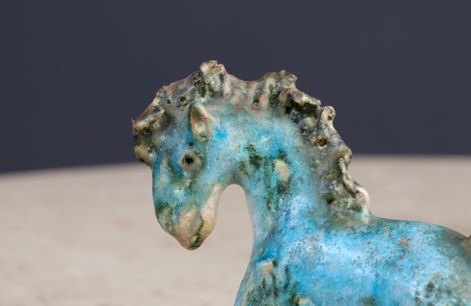 Late 20th Century Guido Gambone Ceramic Horse Sculpture For Sale