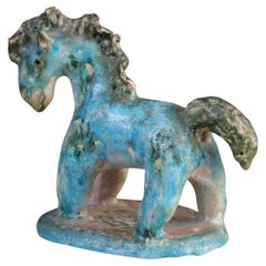Sculpture de cheval en céramique de Guido Gambone