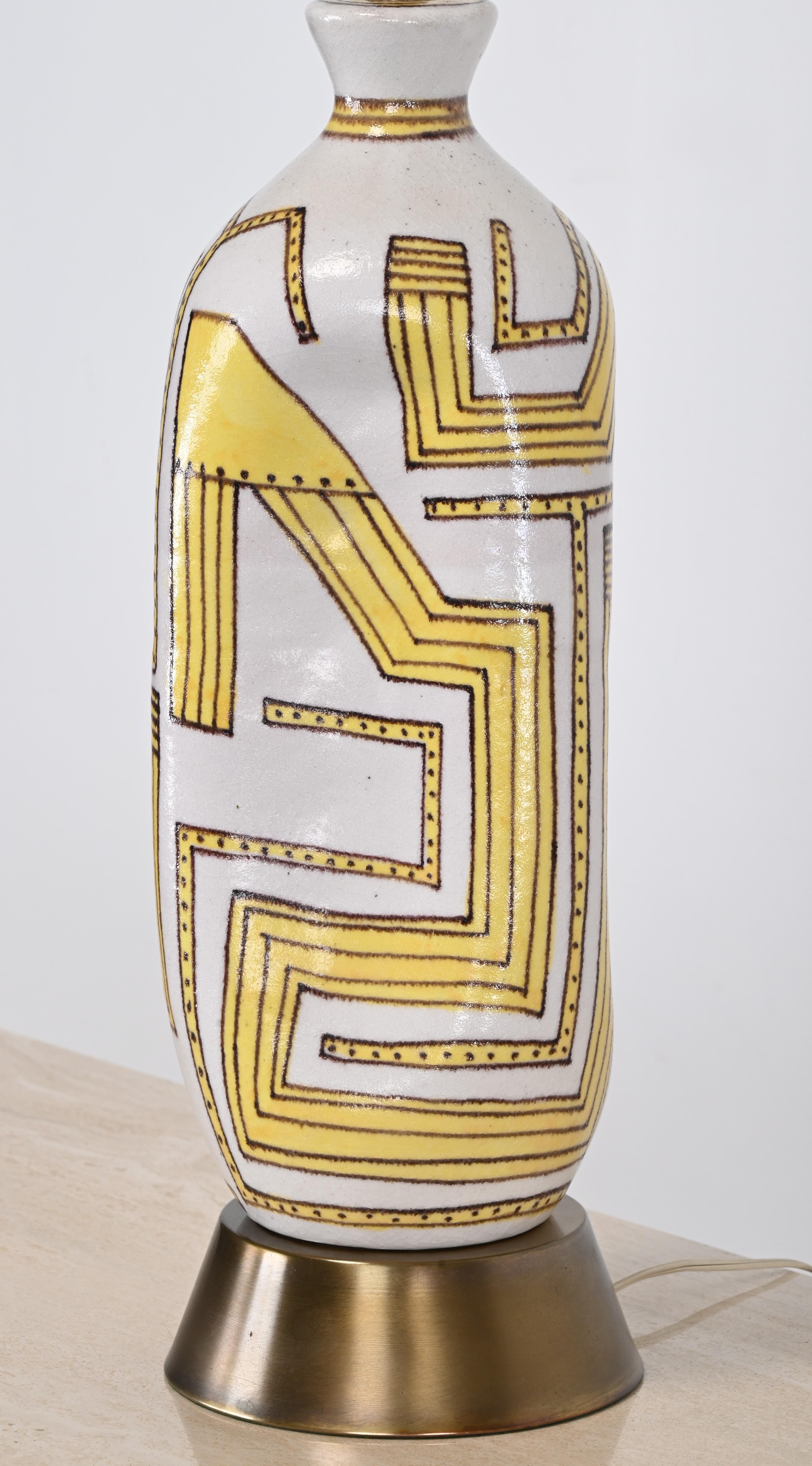 Italian Guido Gambone Ceramic Lamp, Italy, 1955 For Sale