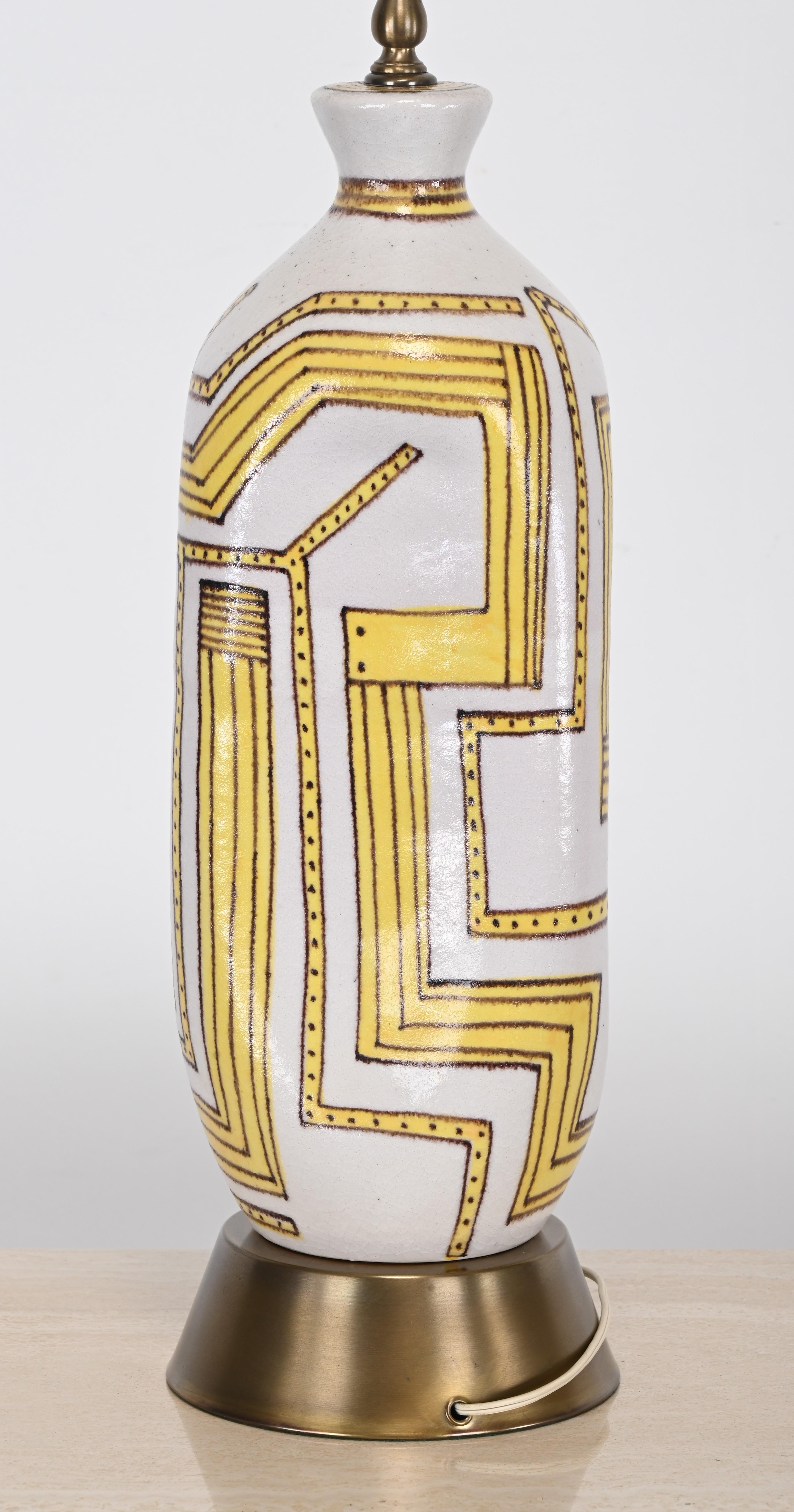 Mid-20th Century Guido Gambone Ceramic Lamp, Italy, 1955 For Sale