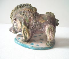 Guido Gambone Ceramic/Pottery, Boar, Sculpture Stamped Signed Donkey Mark