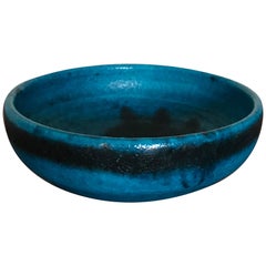Guido Gambone Italian Mid-Century Modern Design Blue Ceramic Bowl, 1950s