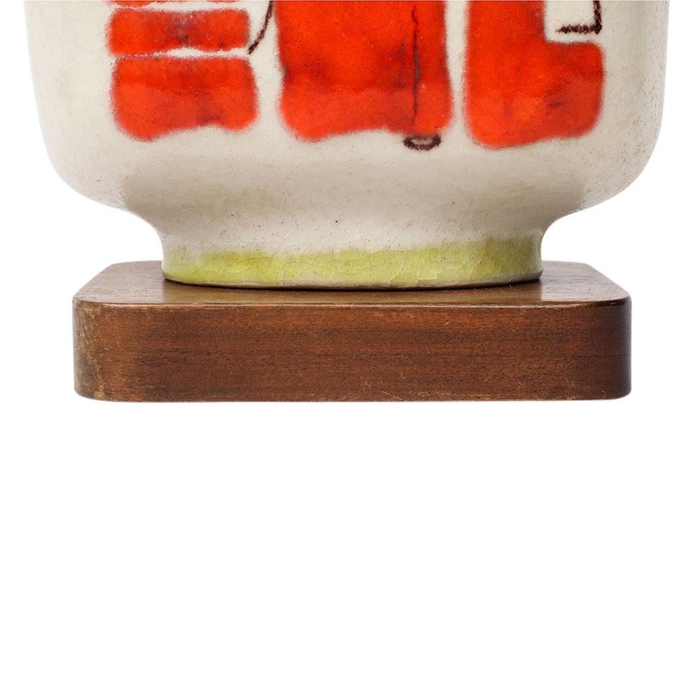 Guido Gambone Lamp, Ceramic, Abstract, Red, White, Chartreuse, Signed For Sale 4
