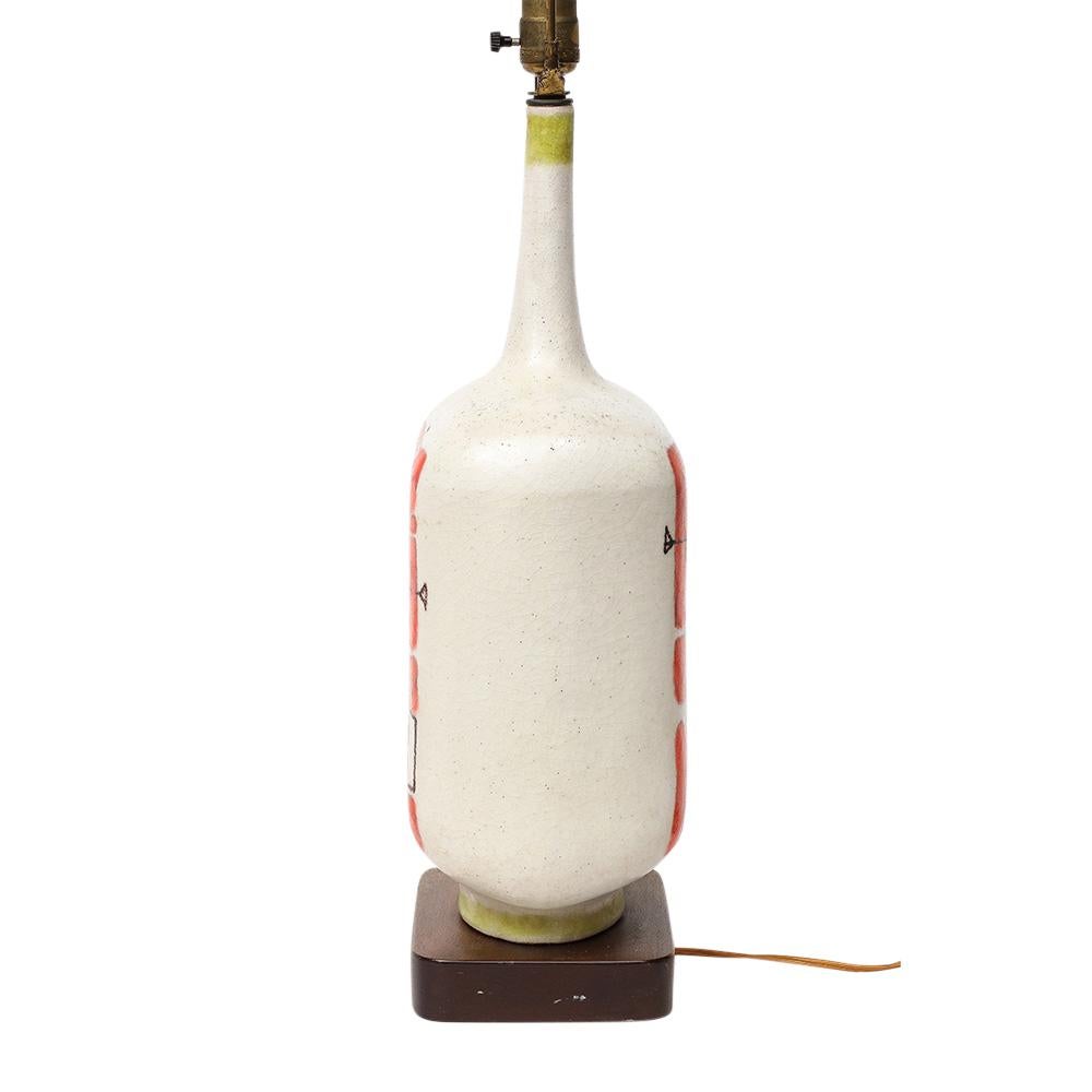 Guido Gambone Lamp, Ceramic, Abstract, Red, White, Chartreuse, Signed For Sale 1