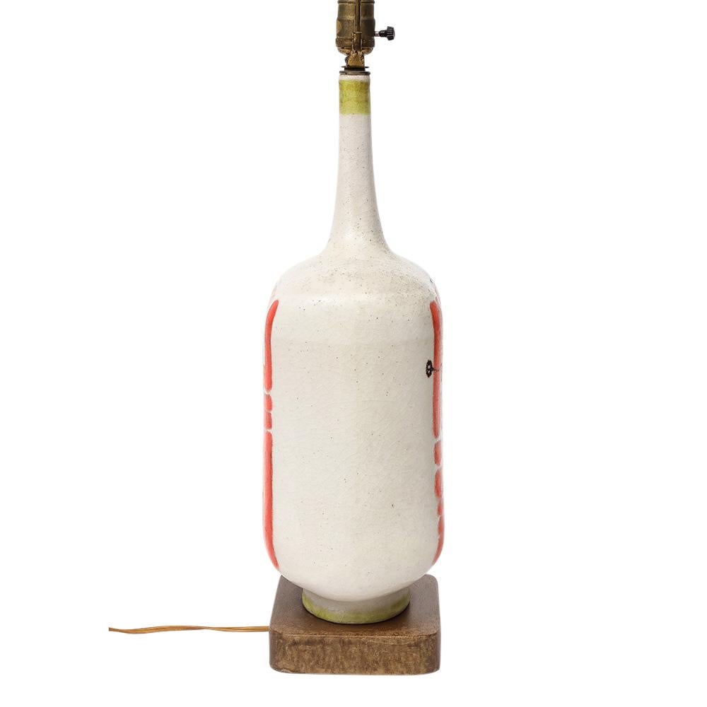Guido Gambone Lamp, Ceramic, Abstract, Red, White, Chartreuse, Signed For Sale 3