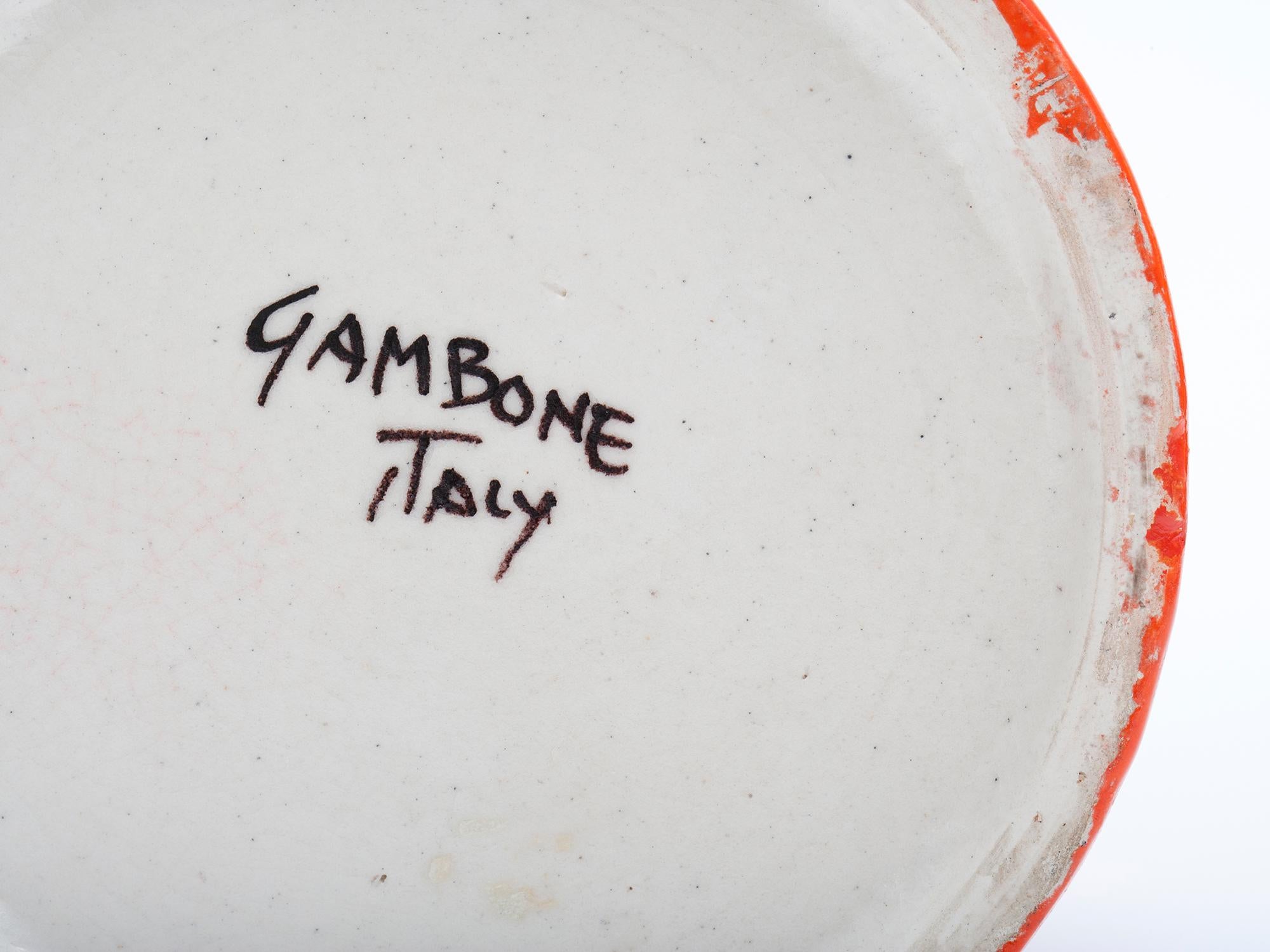 Italian Guido Gambone Large Orange Ceramic Vase