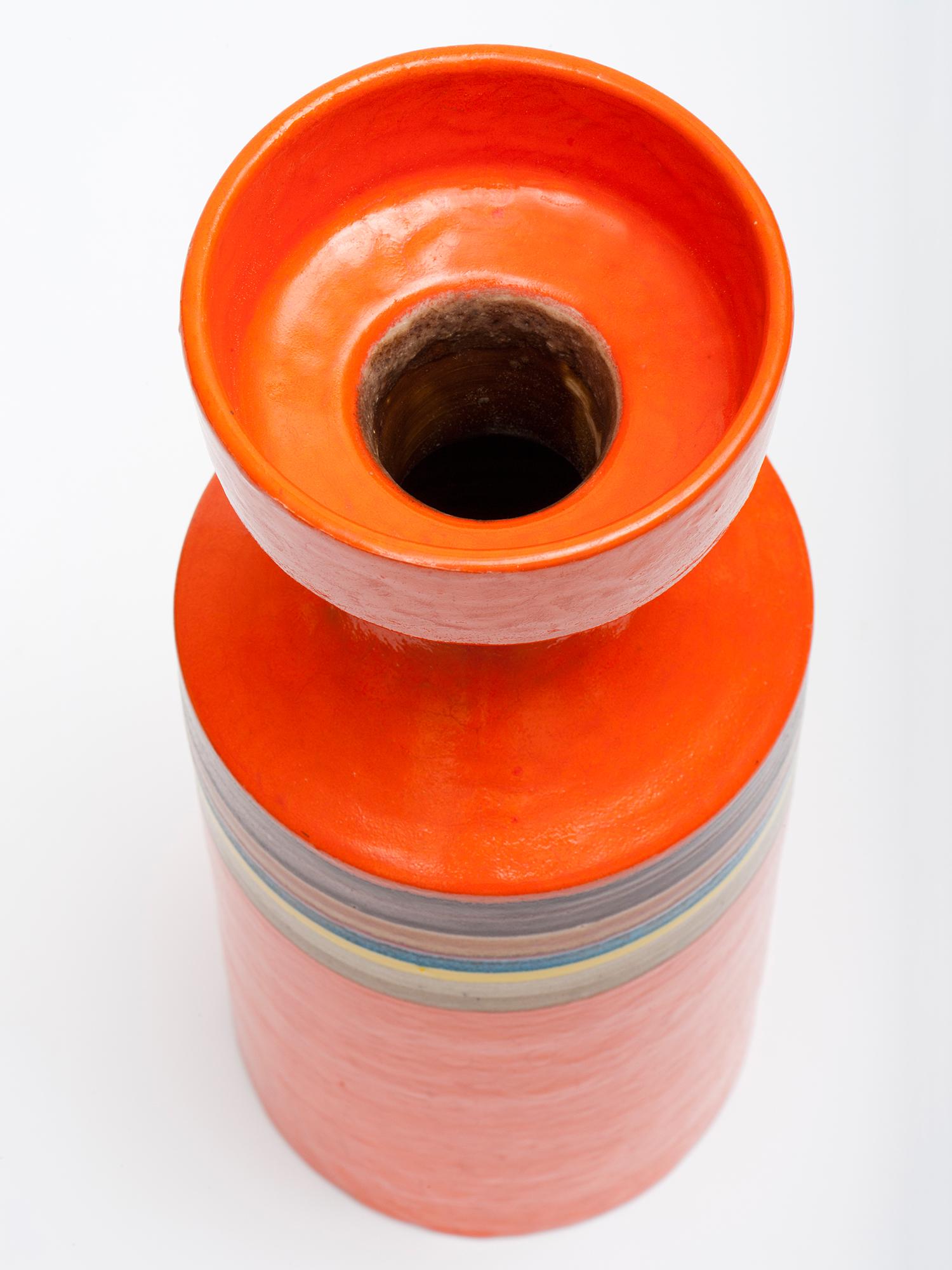 Glazed Guido Gambone Large Orange Ceramic Vase