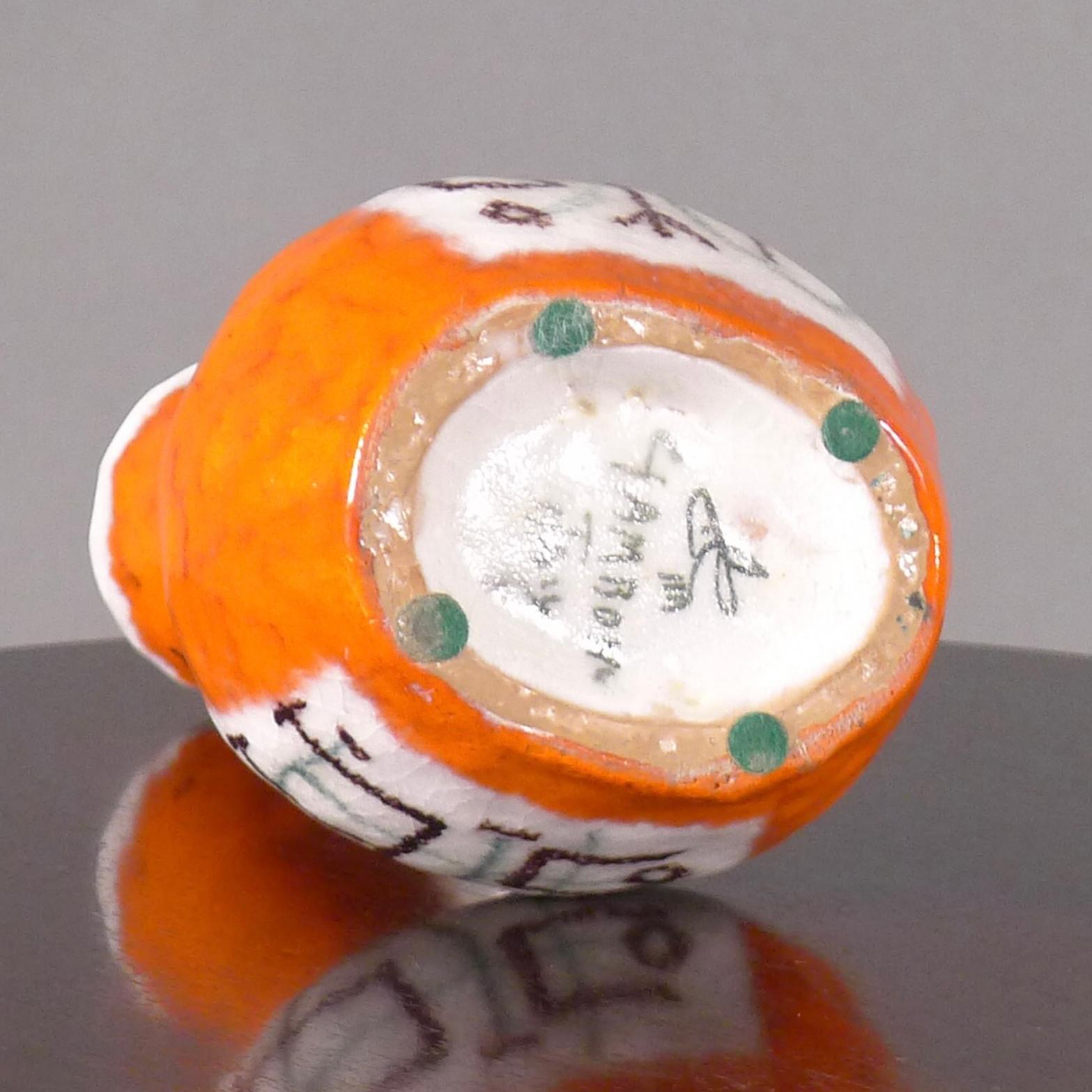 Guido Gambone, Vaso o brocca in maiolica a smalto arancione, anni '50, firmato in vendita 1