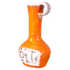 Guido Gambone, Orange Glaze Maiolica Vase or Jug, 1950s, signed