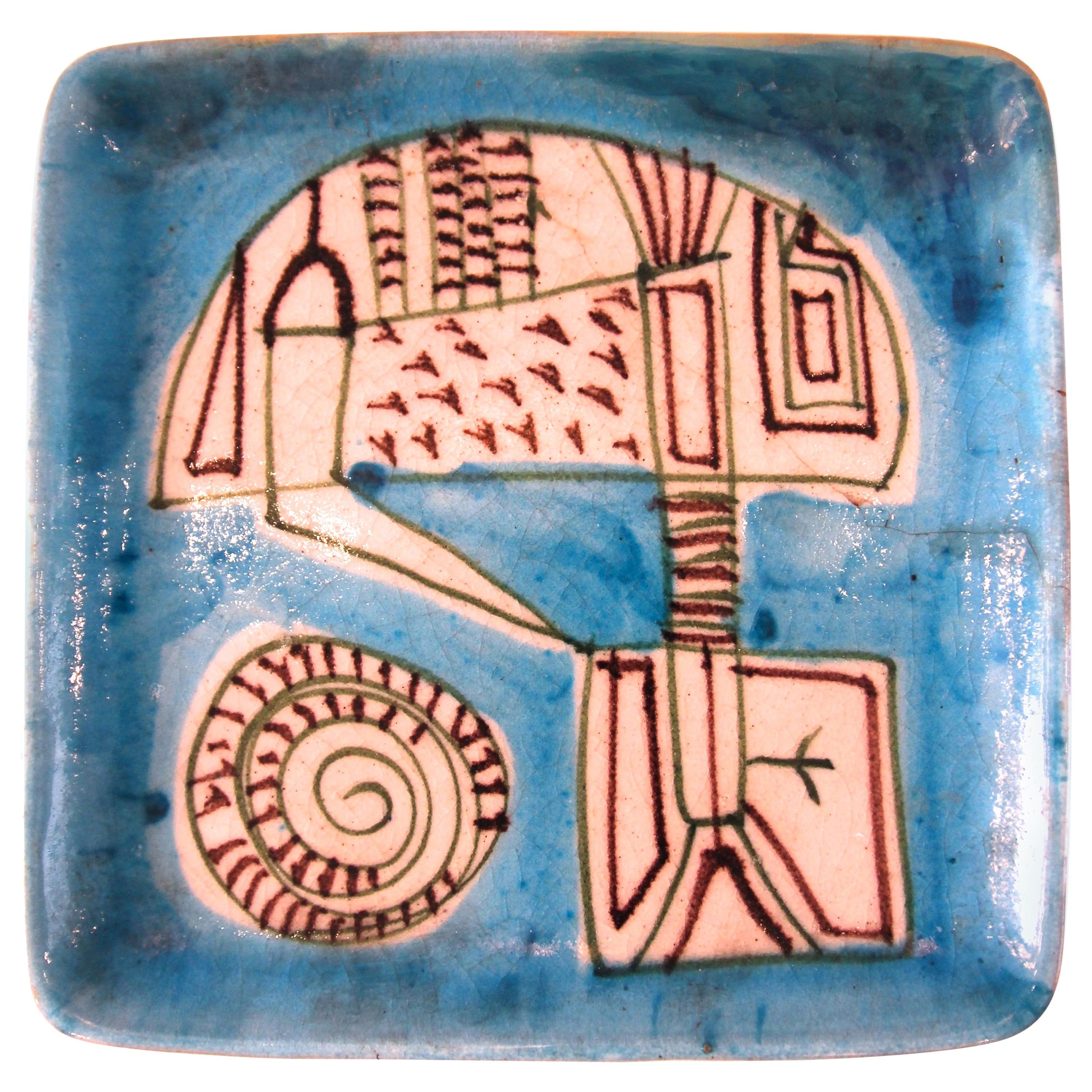Guido Gambone, Polychrome Earthenware Plate, Signed, circa 1960, Italy