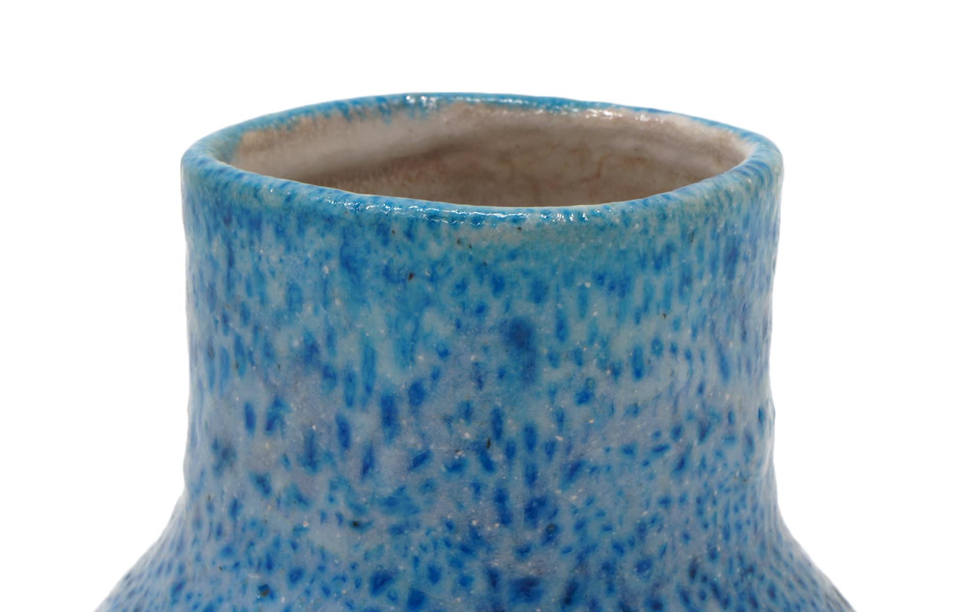 Mid-Century Modern Guido Gambone Pottery Vase in Stunning Blue, Signed
