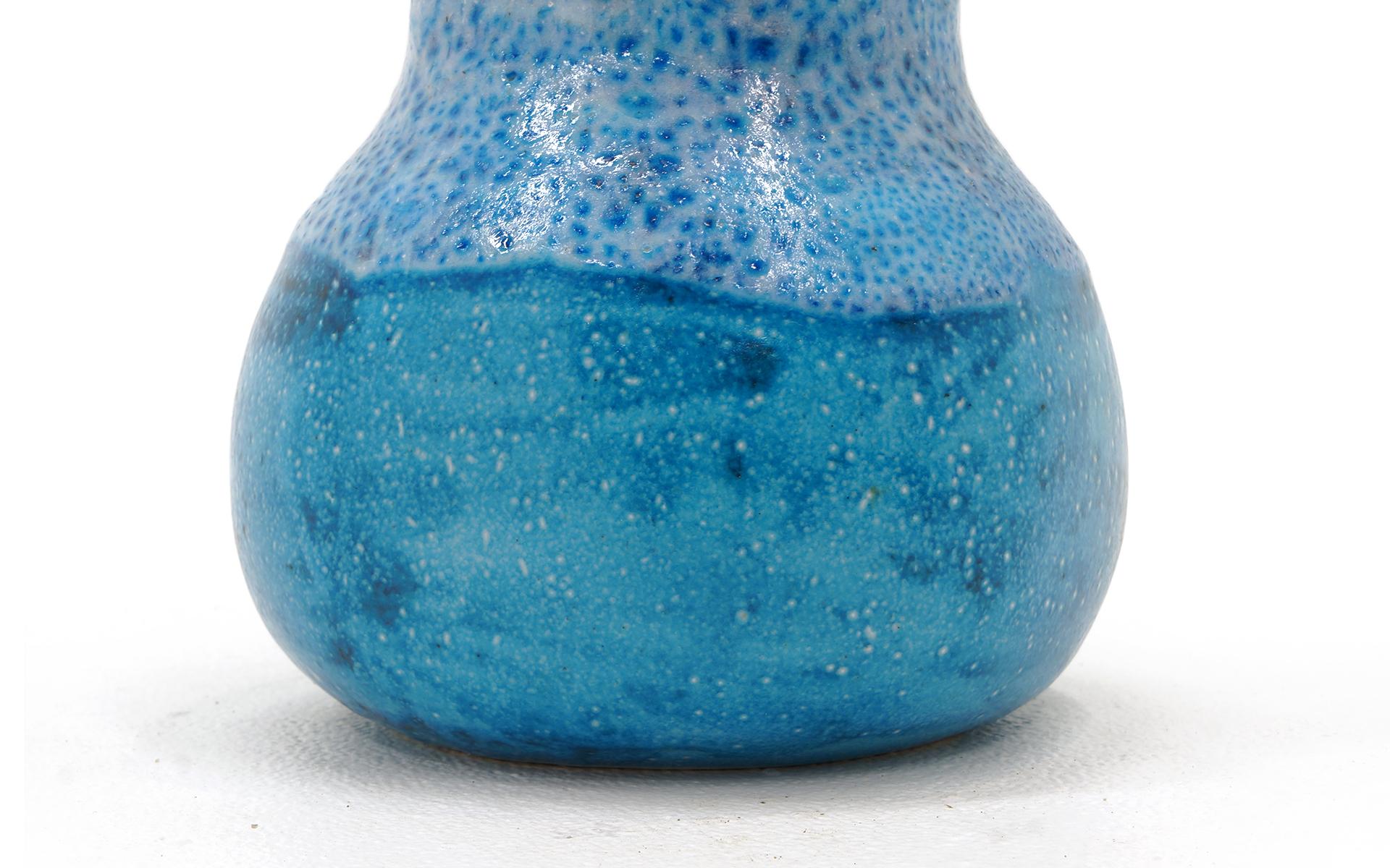 Italian Guido Gambone Pottery Vase in Stunning Blue, Signed