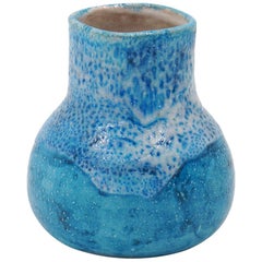 Guido Gambone Pottery Vase in Stunning Blue, Signed