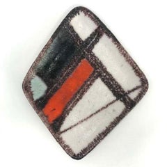 Guido Gambone Rhomboid Ceramic Dish with Abstract Pattern, Italy, c1950s