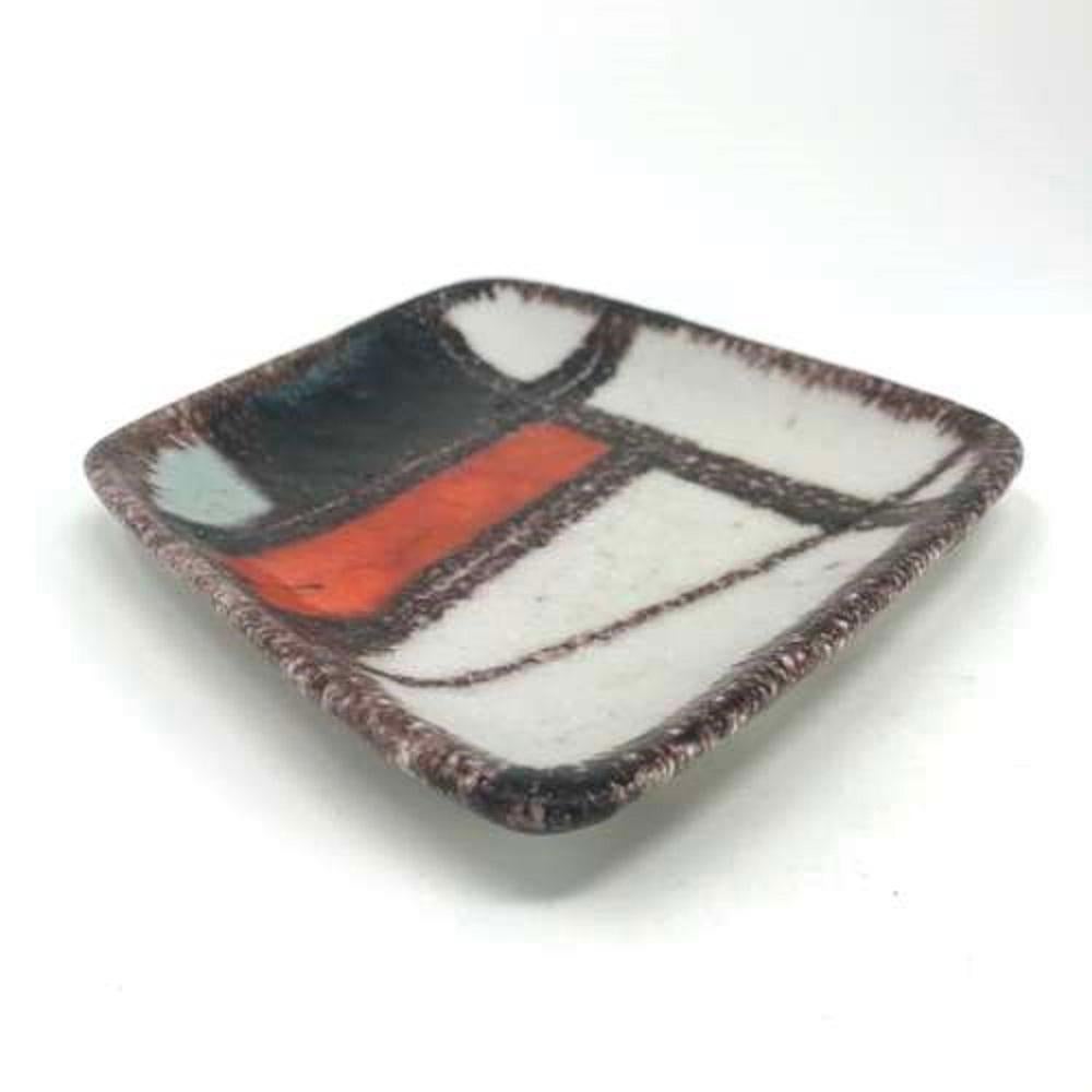Italian Guido Gambone Rhomboid Ceramic Dish with Abstract Pattern, Italy, c1950s For Sale