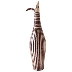 Guido Gambone Signed Ceramic Bottle, Italy, circa 1960